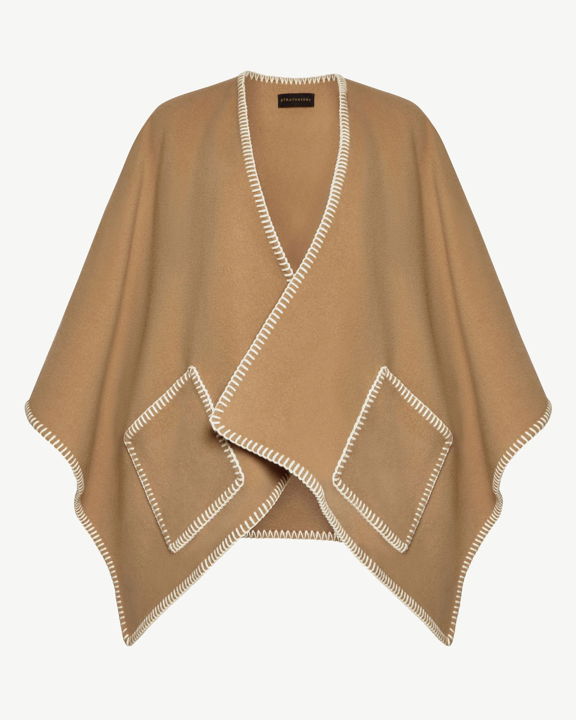 Iona Woven Pure Wool Cape - Camel