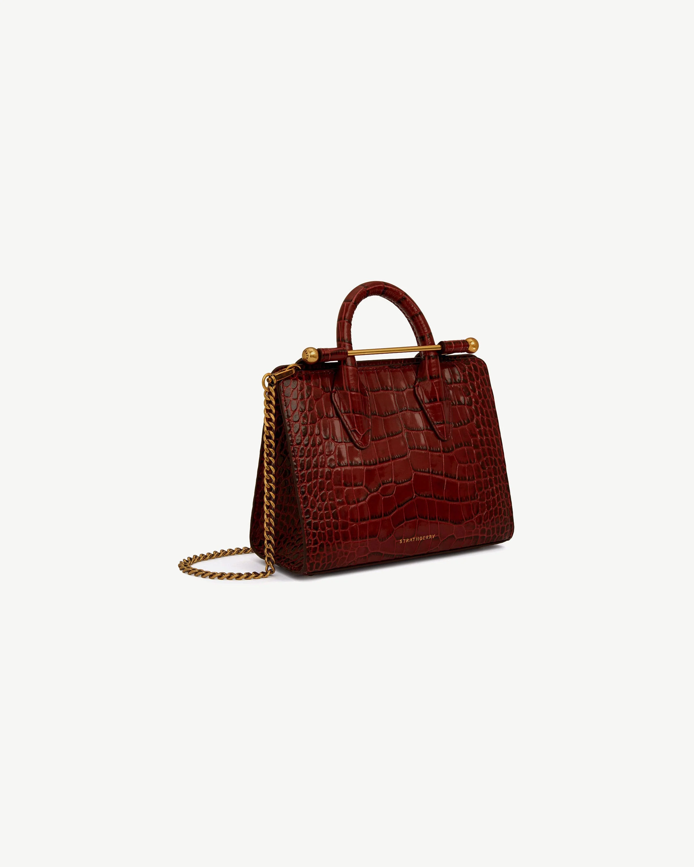 Nano Tote - Croc-Embossed Leather Oxblood