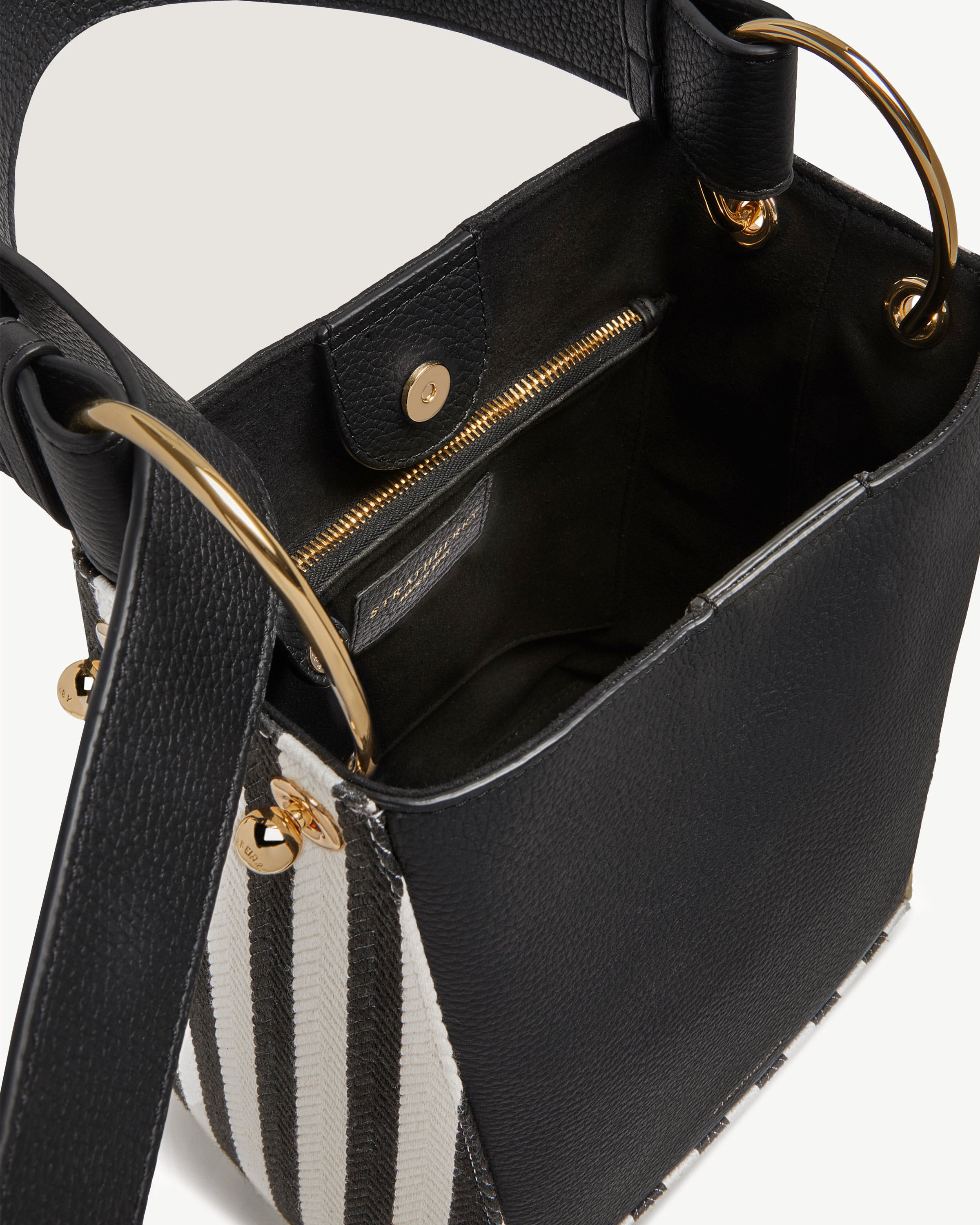 Lana Midi Bucket Bag - Striped Canvas