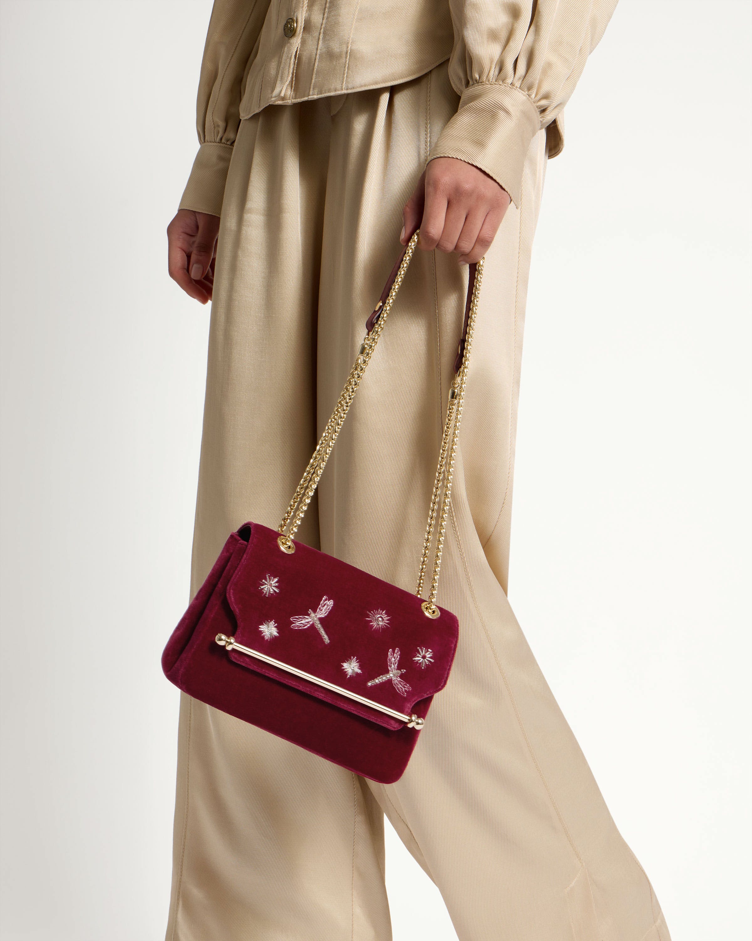 East/West Mini Soft - Cinq a Sept Bordeaux Embroidered Velvet