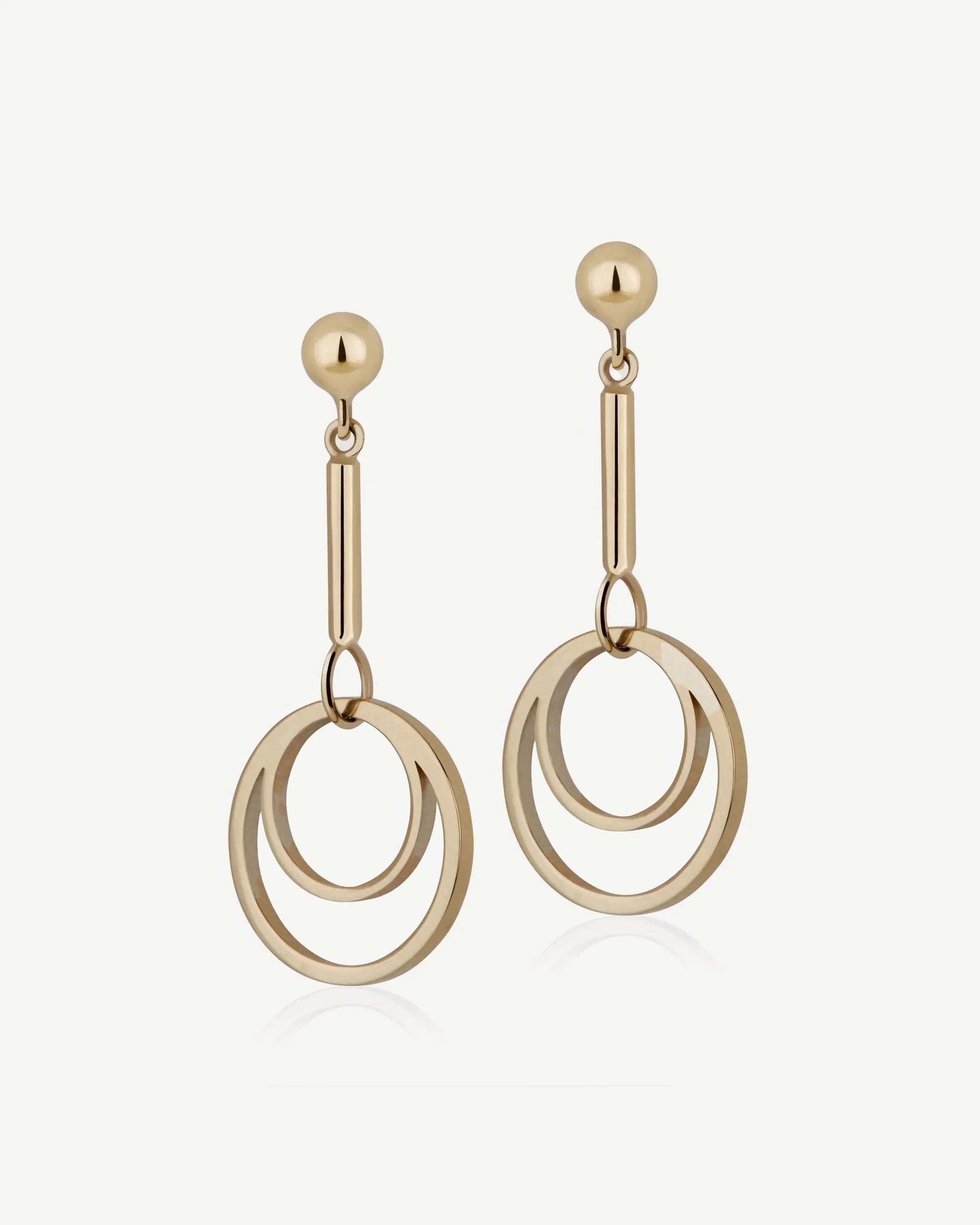 Circle Drop Earrings - 22 Carat Gold Gilded