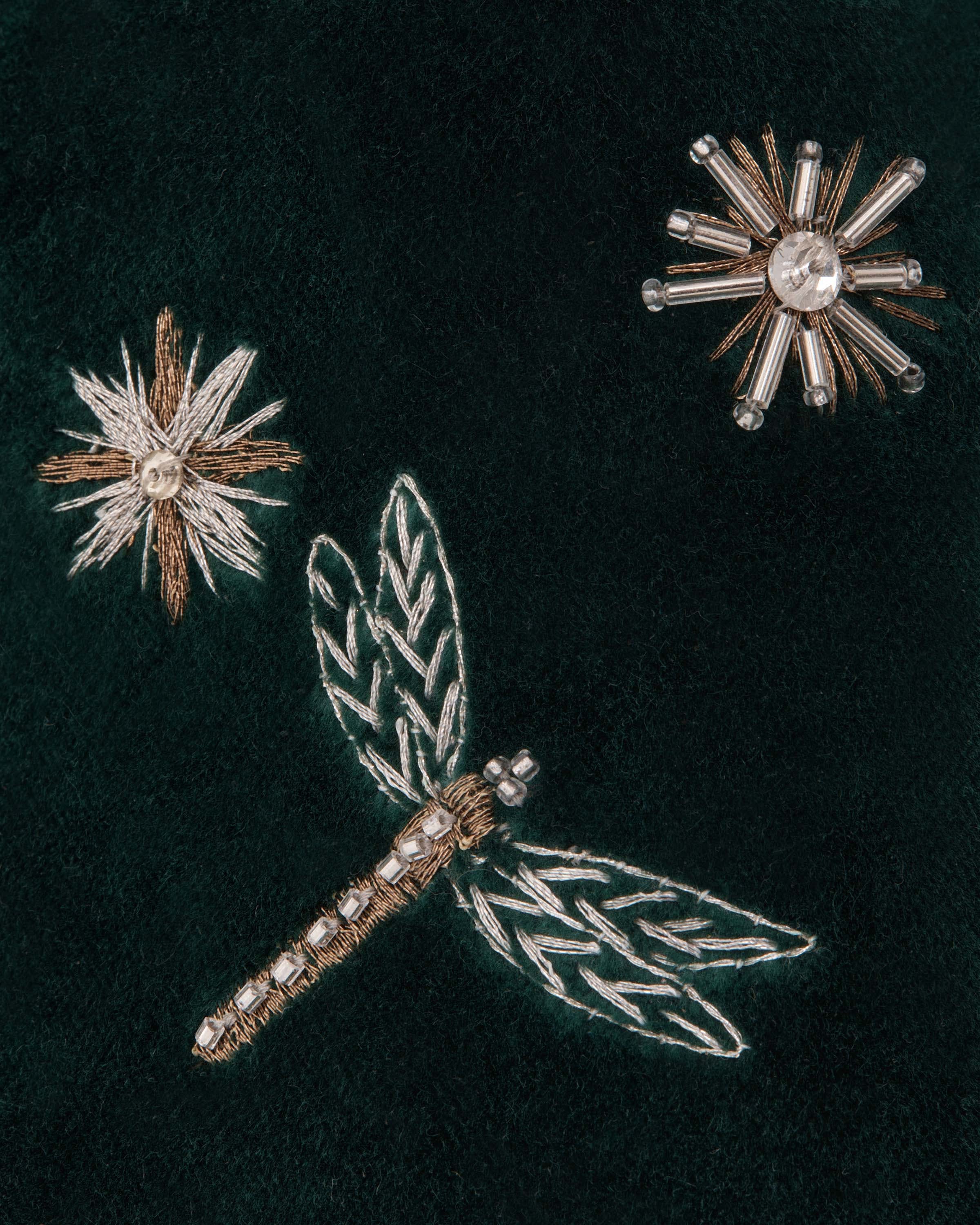 Osette Midi Pouch - Cinq a Sept Bottle Green Embroidered Velvet