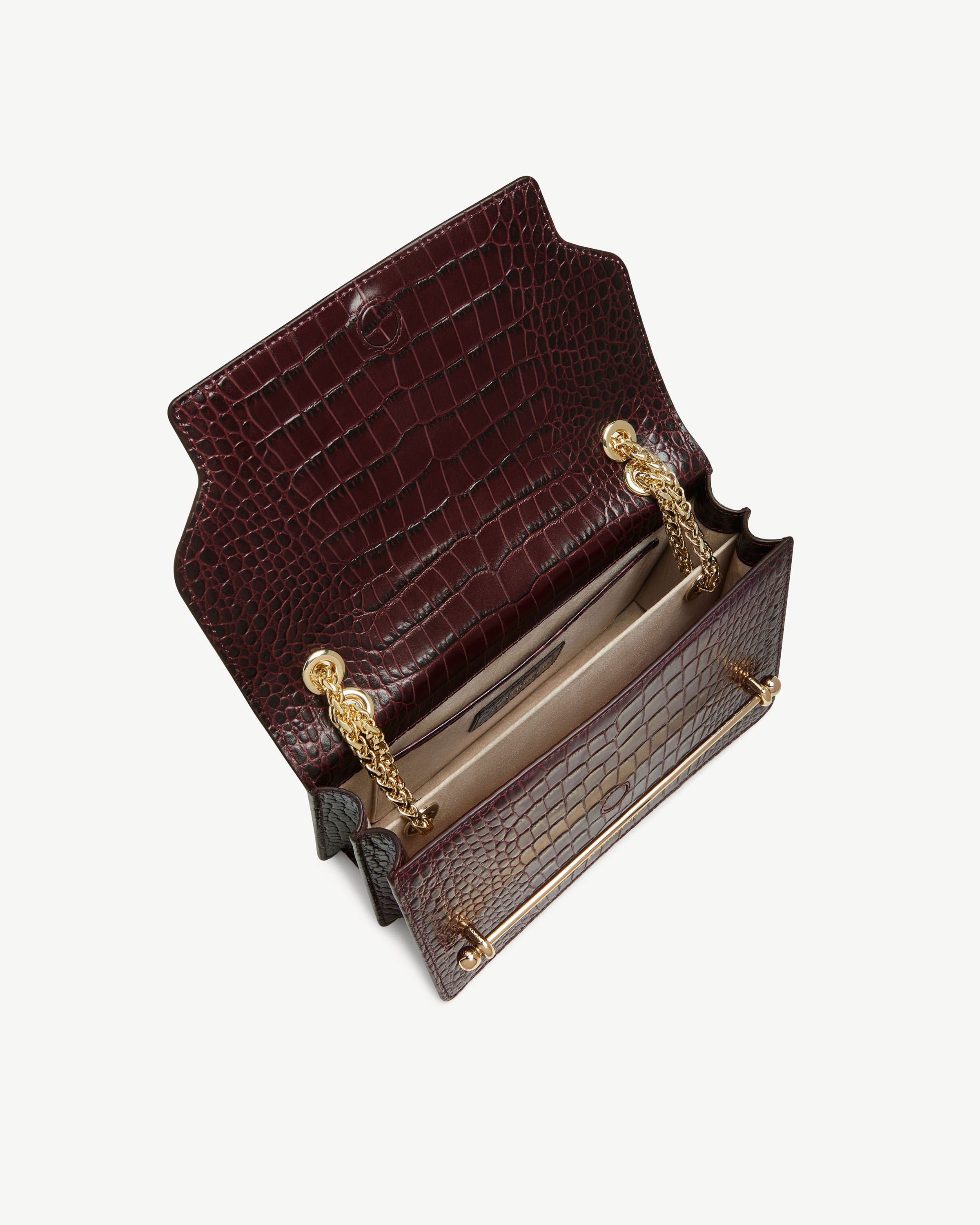 East/West - Croc-Embossed Leather Burgundy