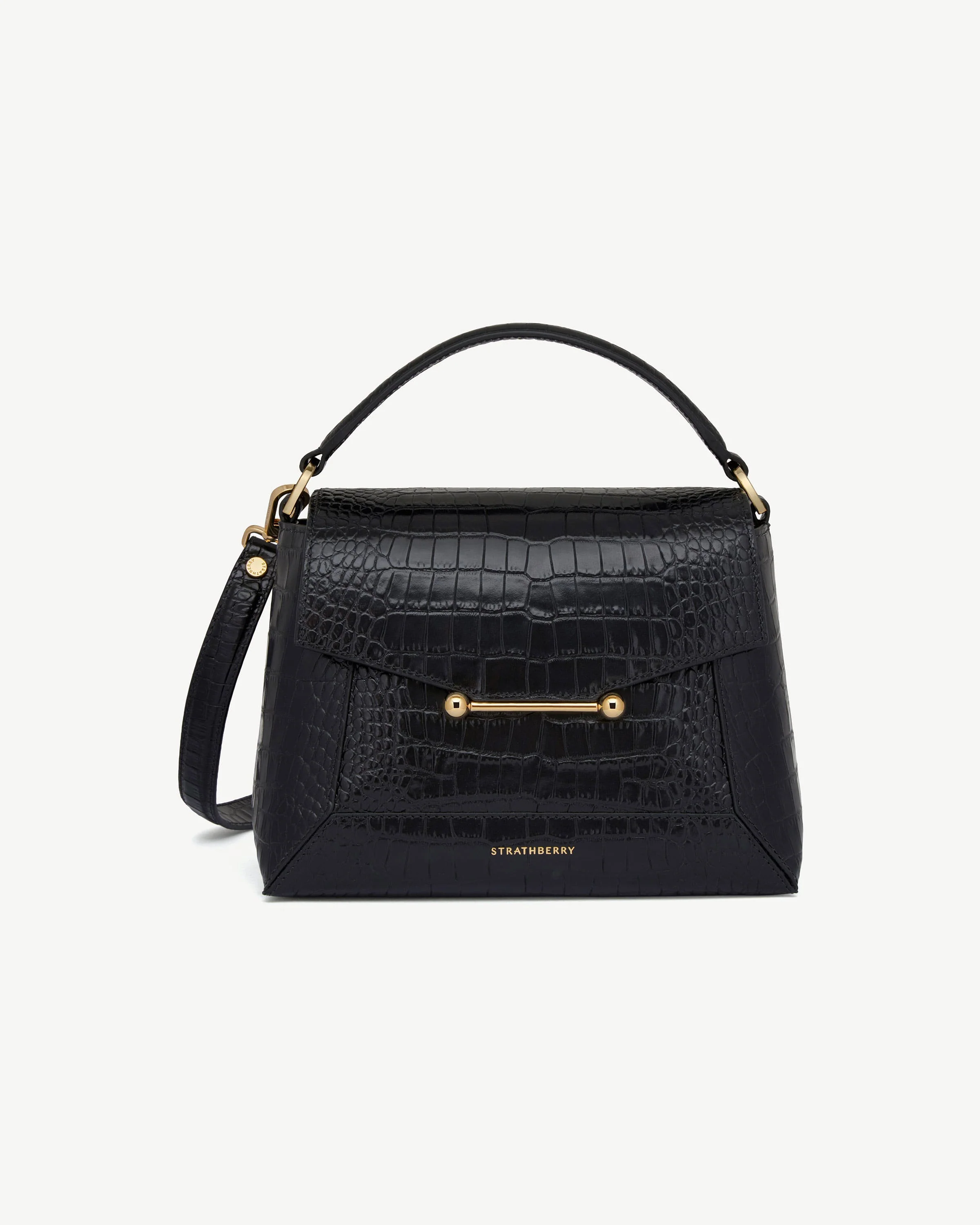 Mosaic Bag - Soft Croc-Embossed Leather Black