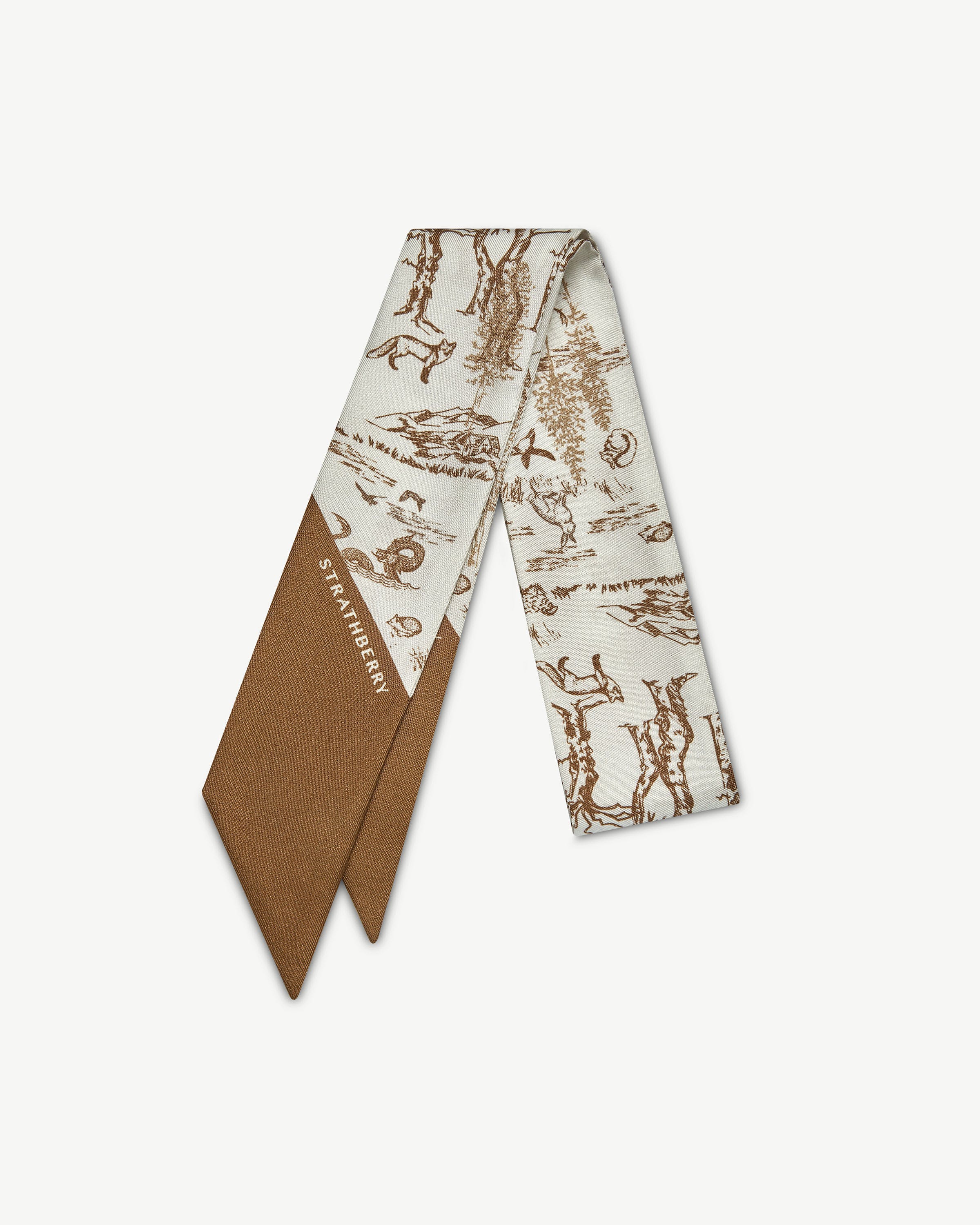 Silk Skinny Scarf - Animal Wallpaper Tan/Vanilla