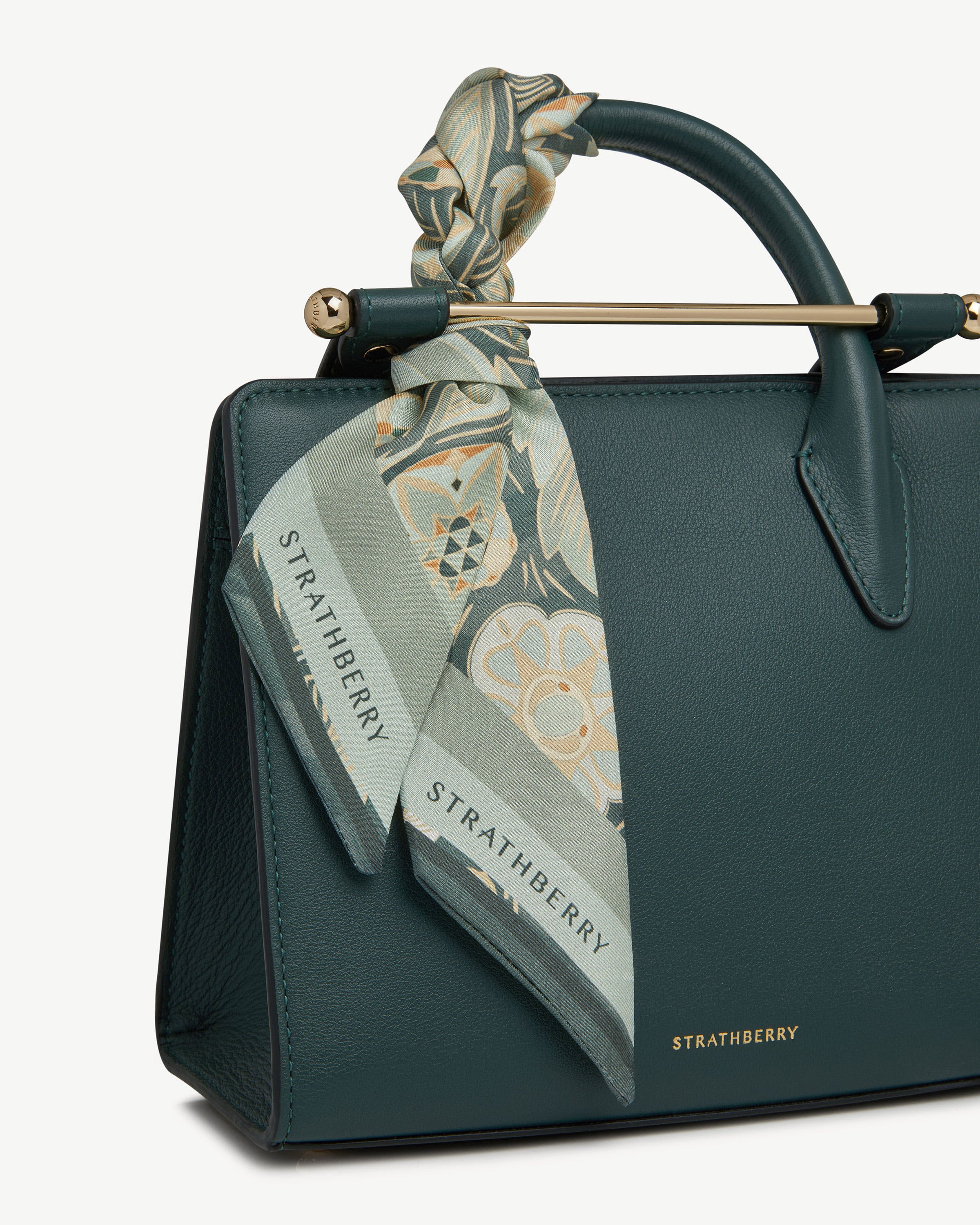 Silk Skinny Scarf - Sage Arcade Print