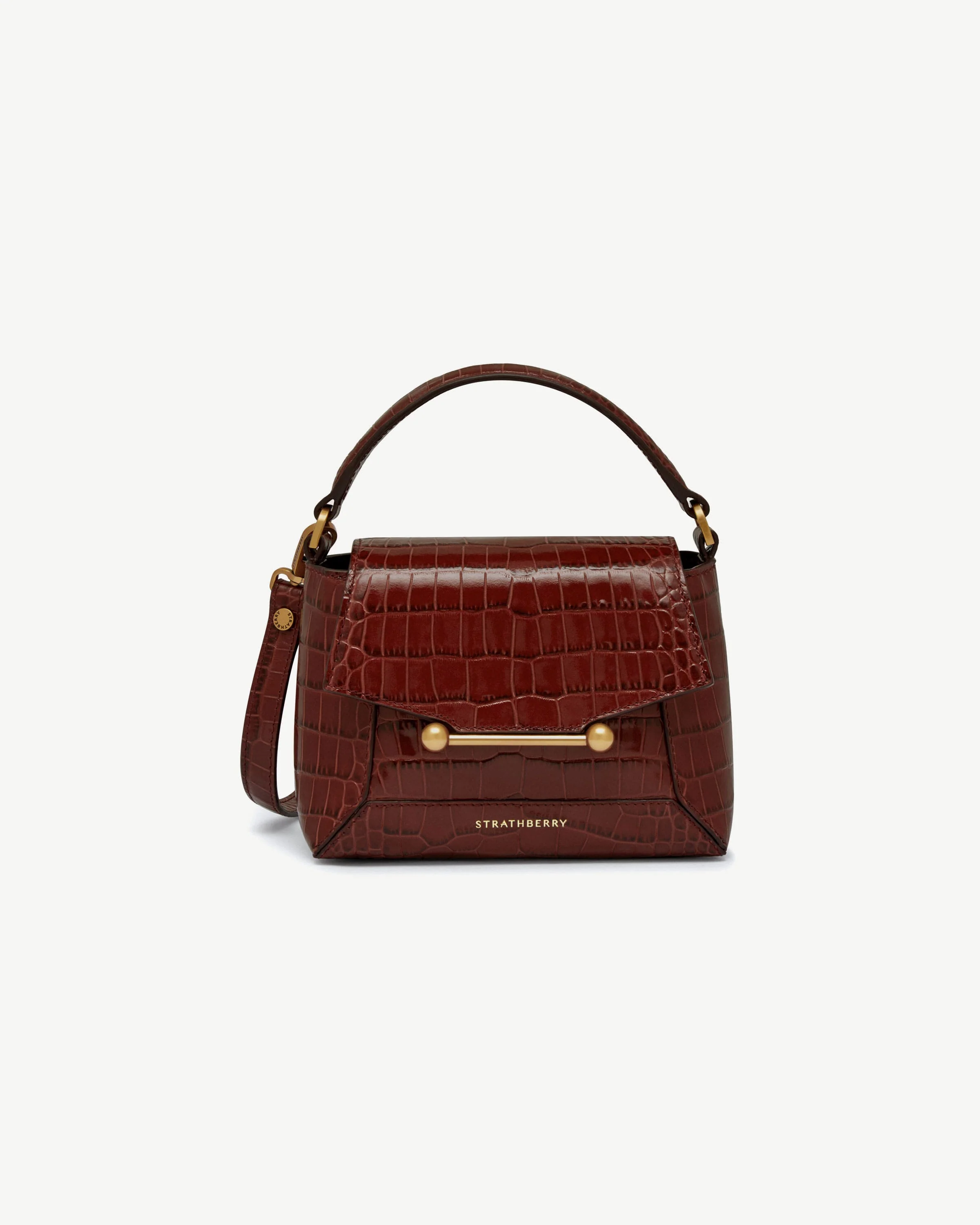 Mosaic Nano - Croc-Embossed Leather Oxblood