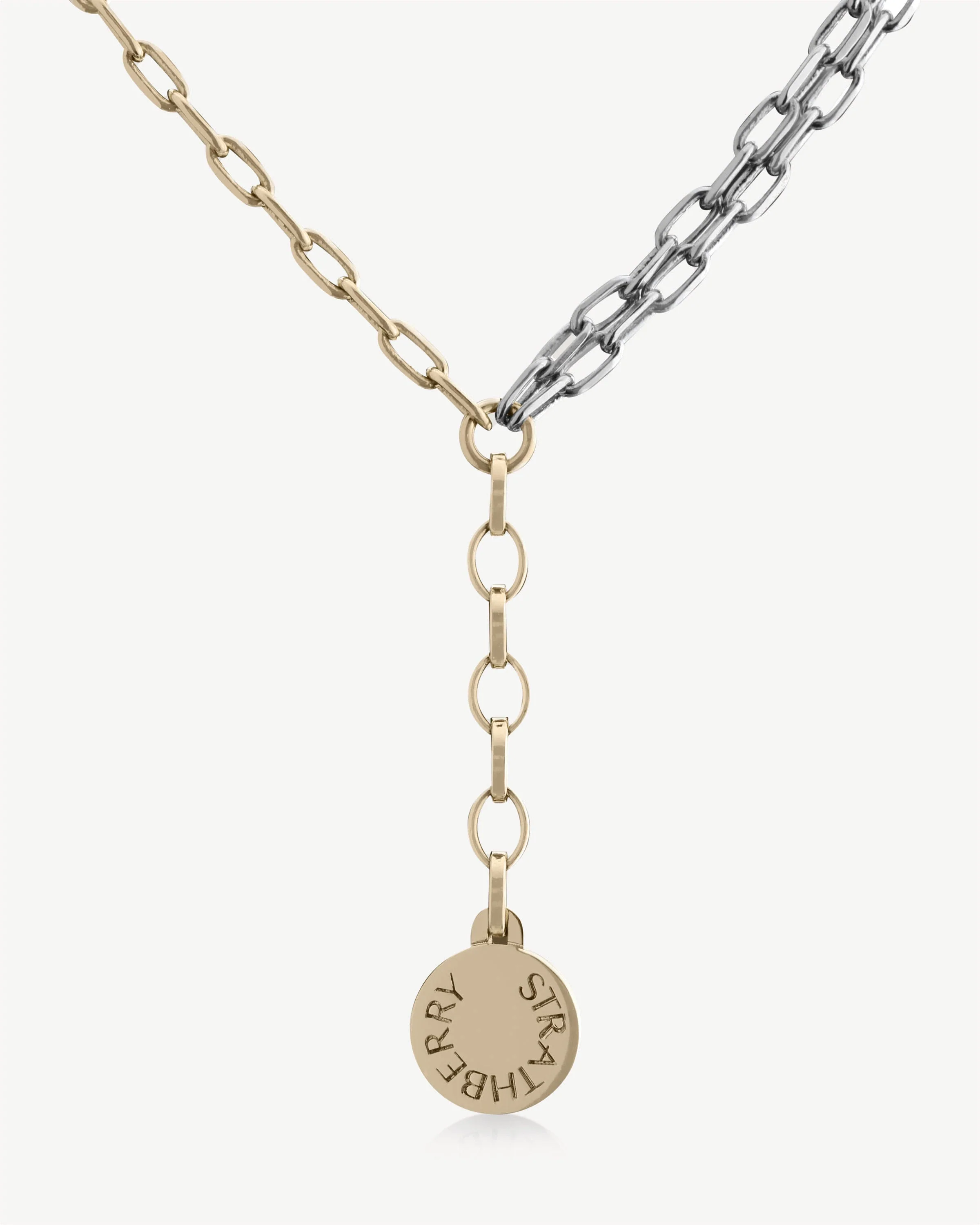 T Bar Dual Chain Necklace - Gold/Silver