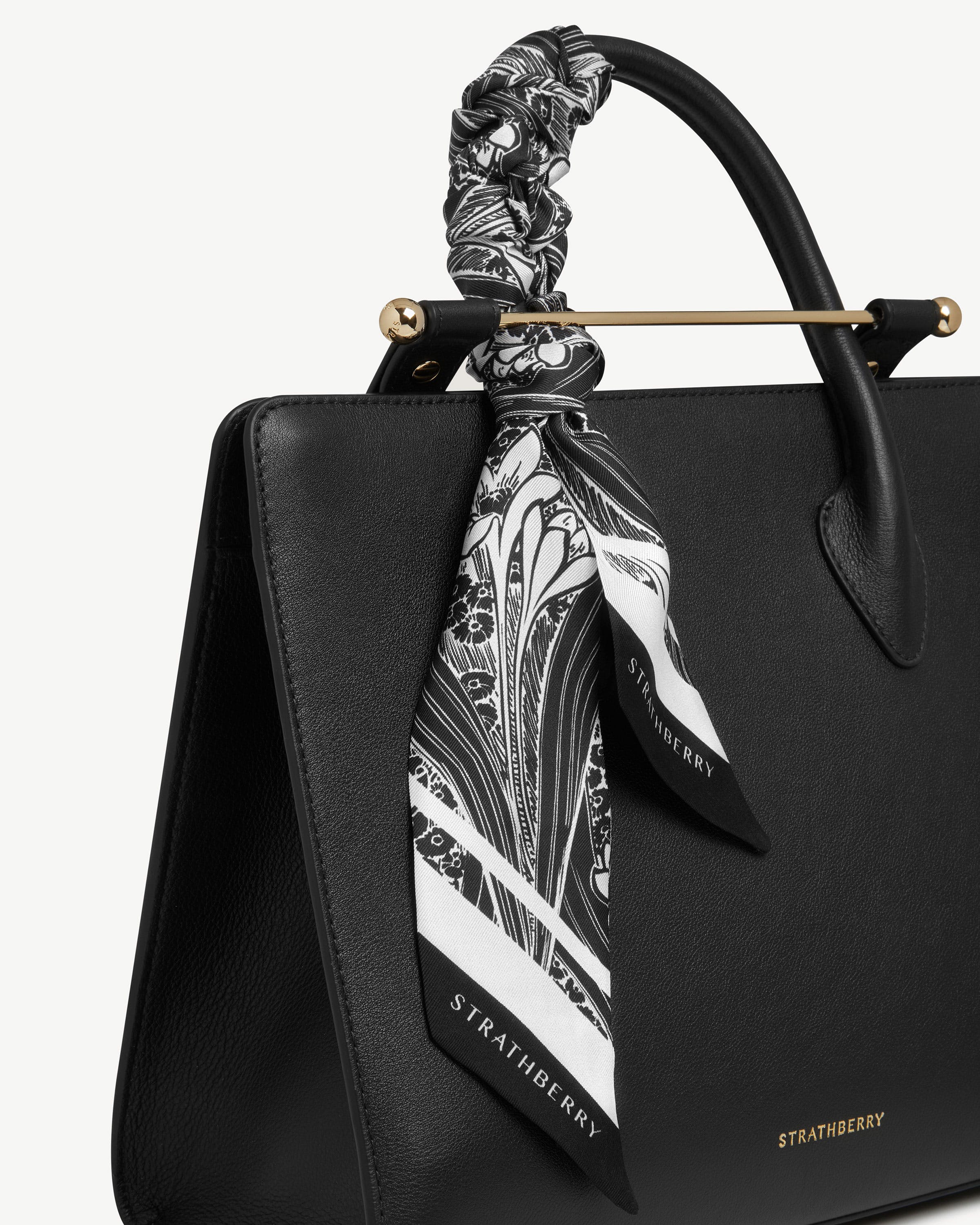 Long Silk Skinny Scarf - Black Wallpaper Print