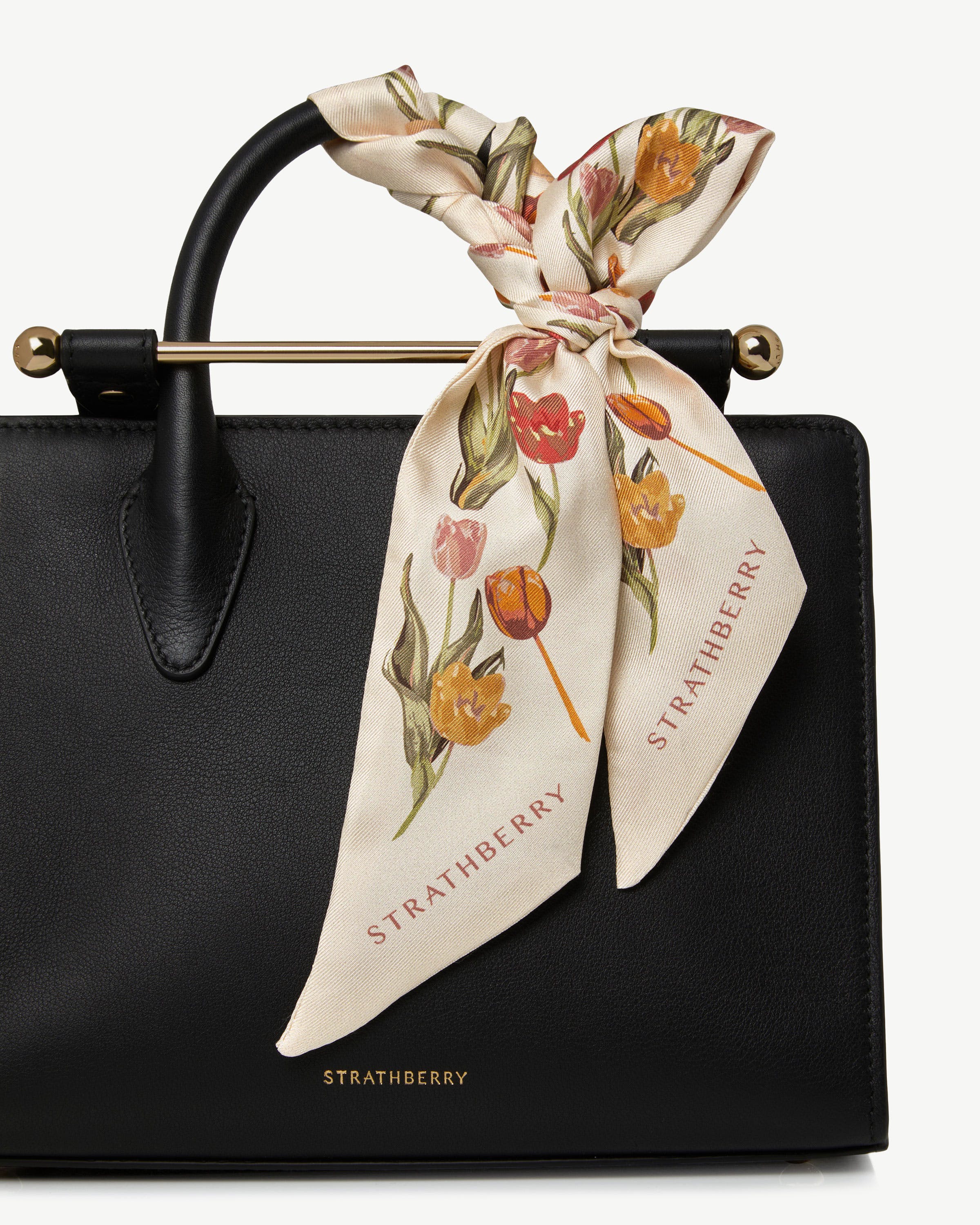 Silk Skinny Scarf - Vanilla/Brulee Tulip Print
