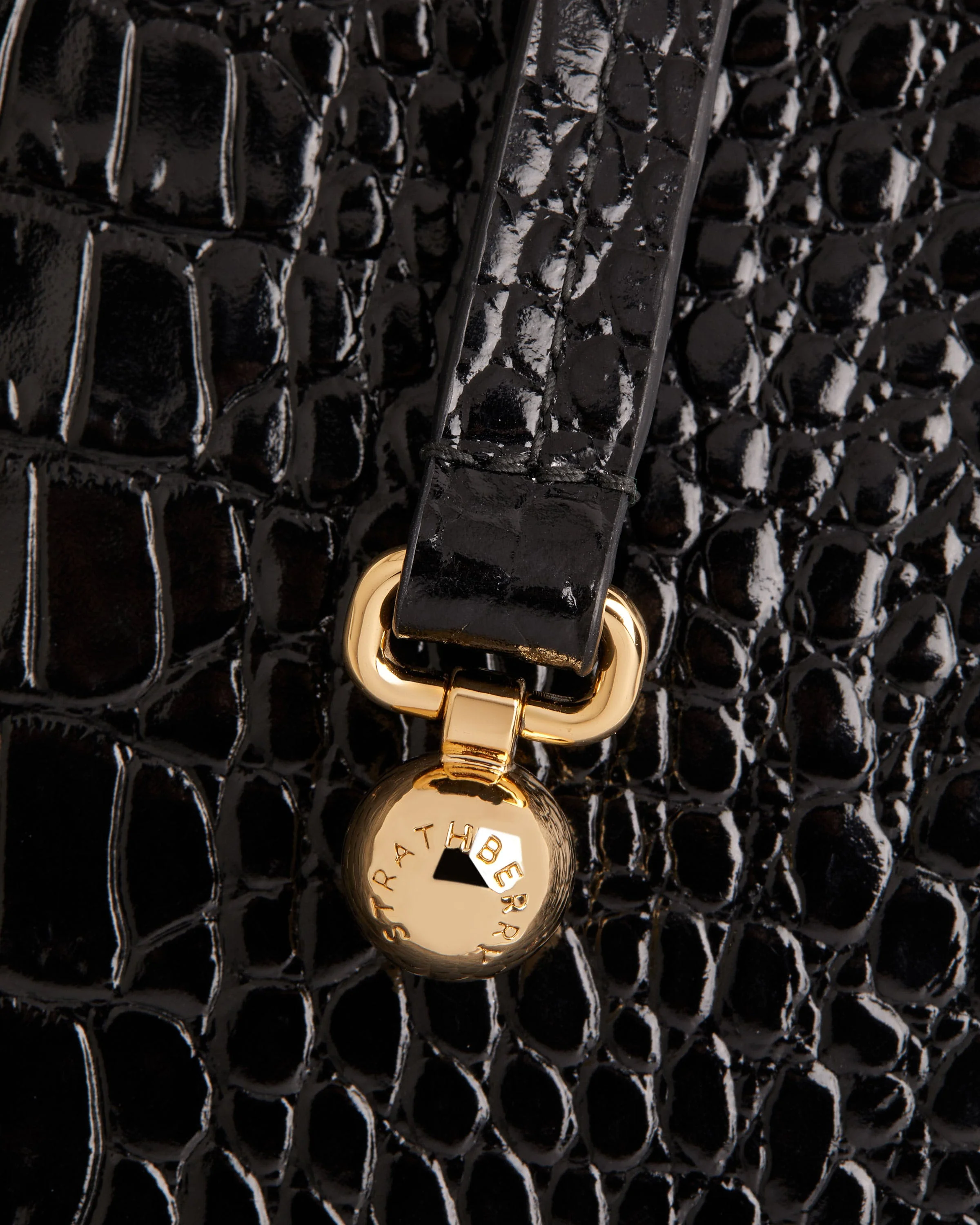 Laptop Case - Croc-Embossed Leather Black