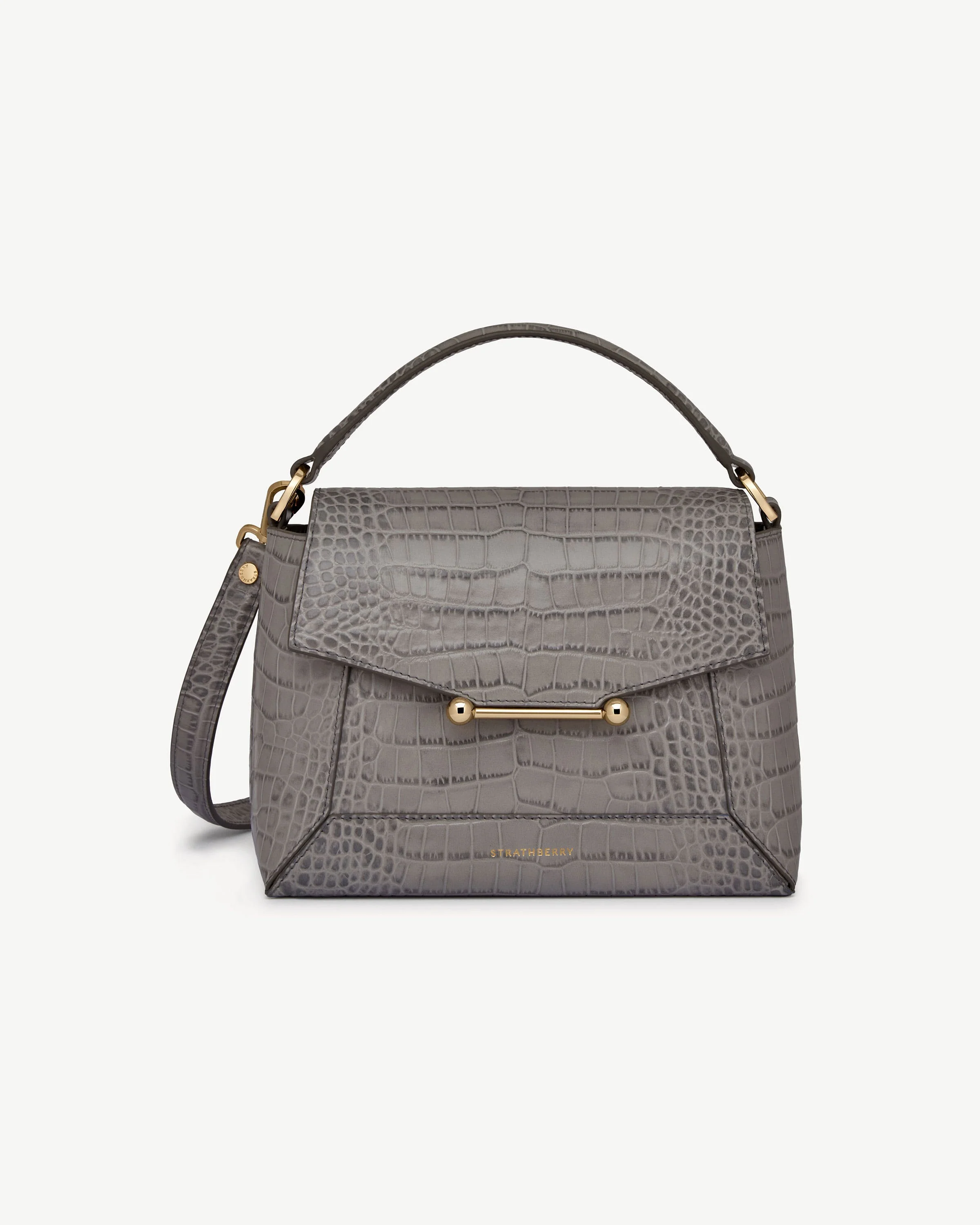 Mosaic Bag - Soft Croc-Embossed Leather Stone Grey