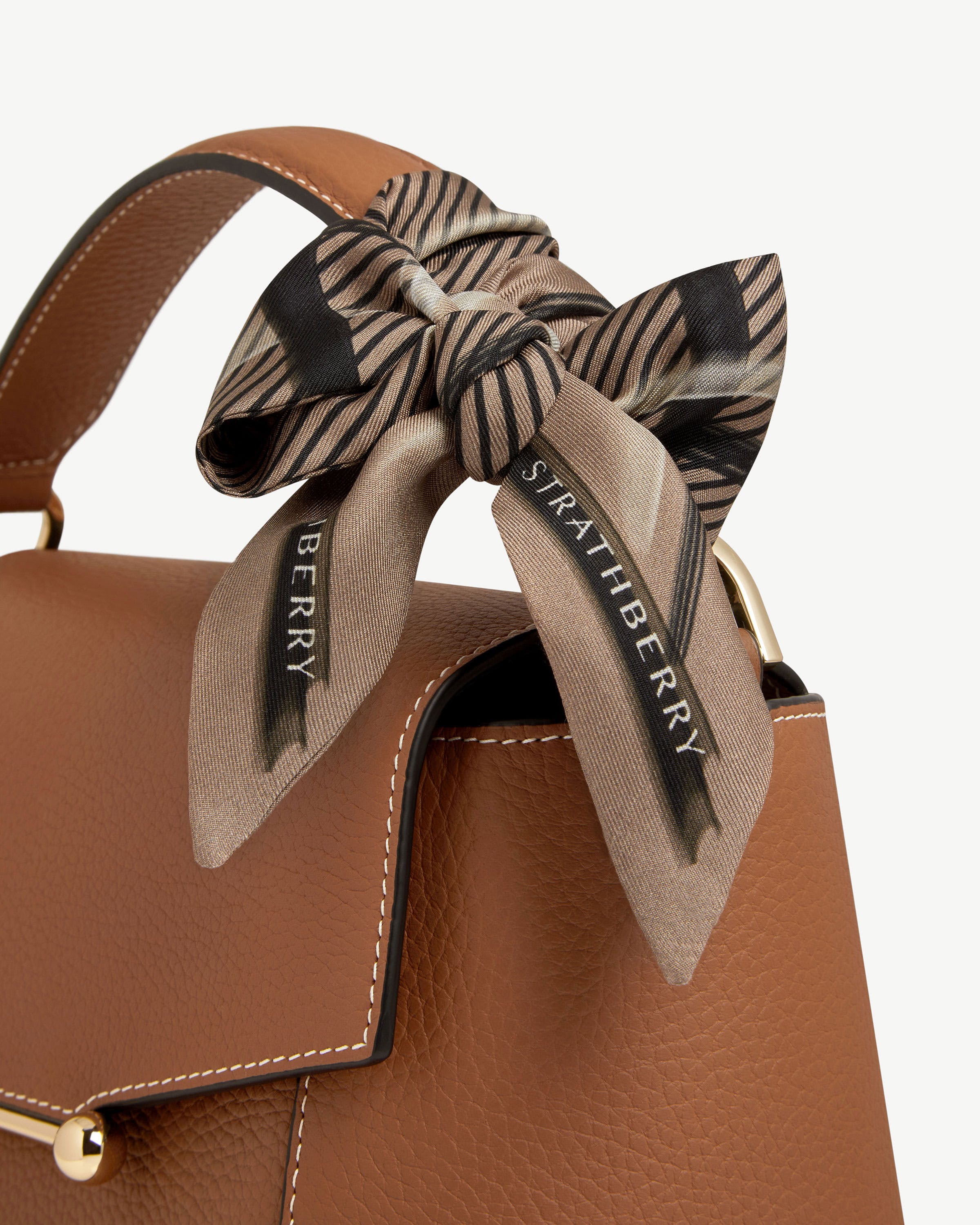 Silk Skinny Scarf - Clay Tartan