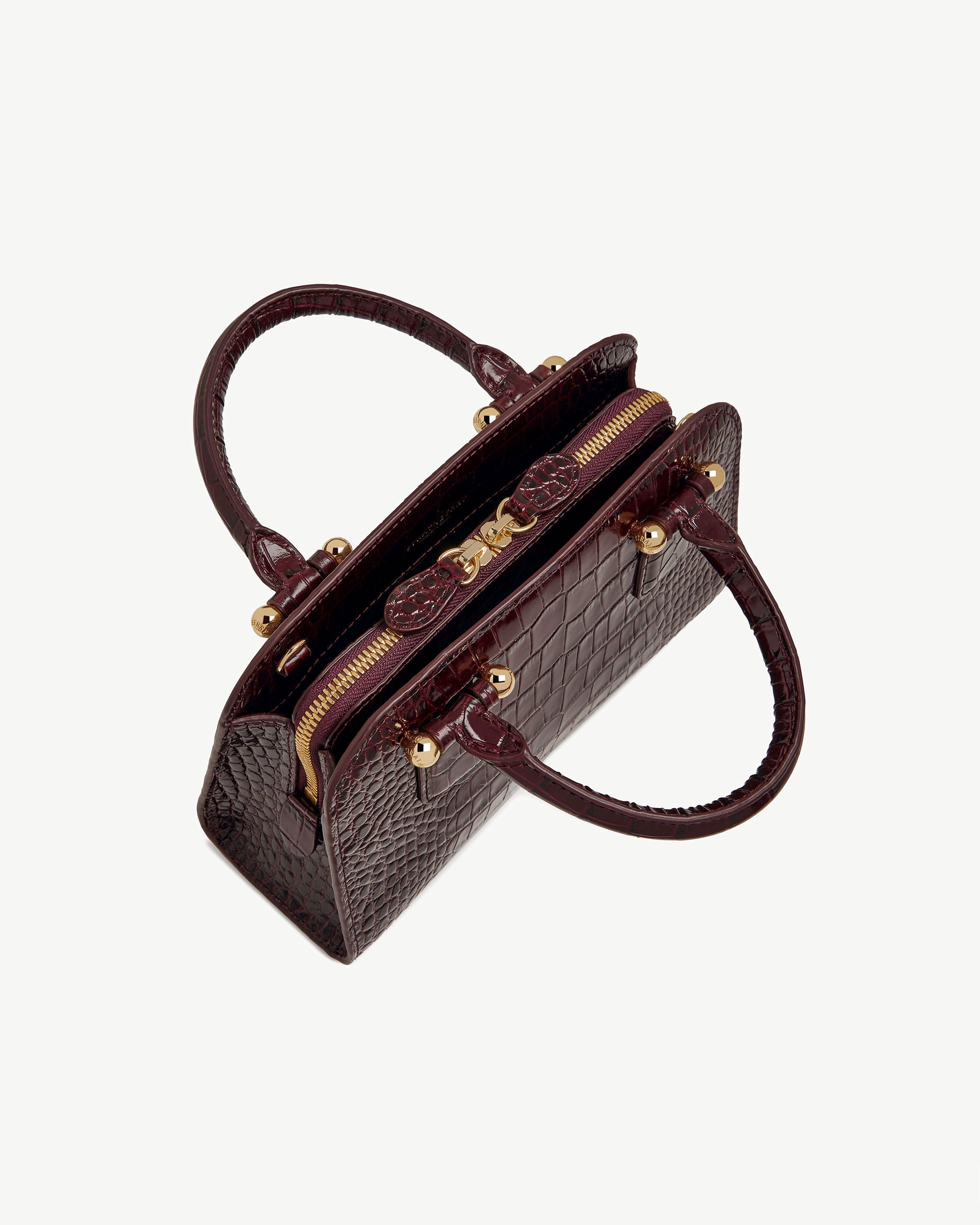 Georgia Mini - Croc-Embossed Leather Burgundy