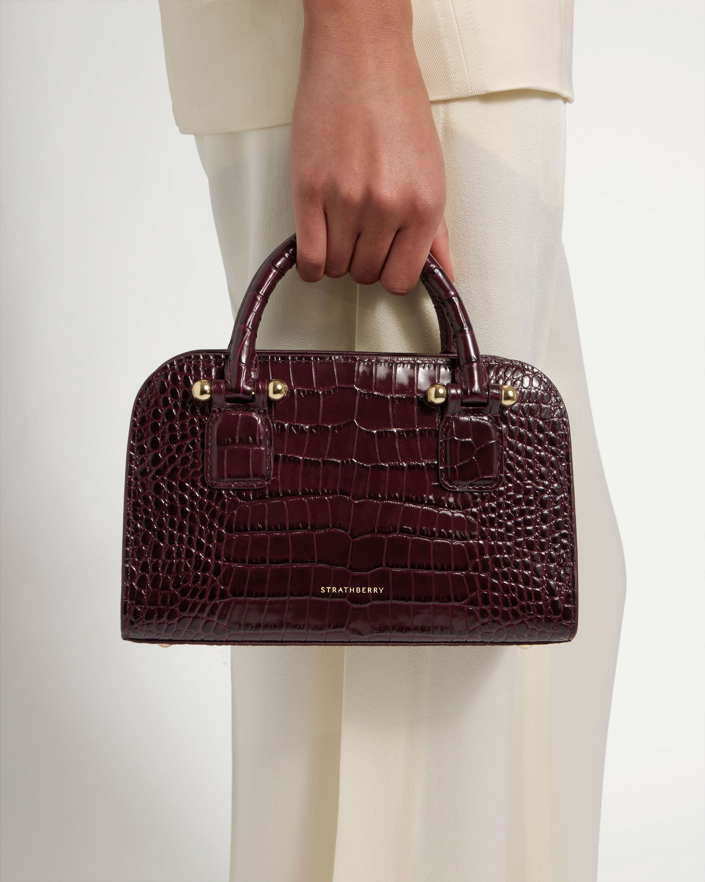 Georgia Mini - Croc-Embossed Leather Burgundy