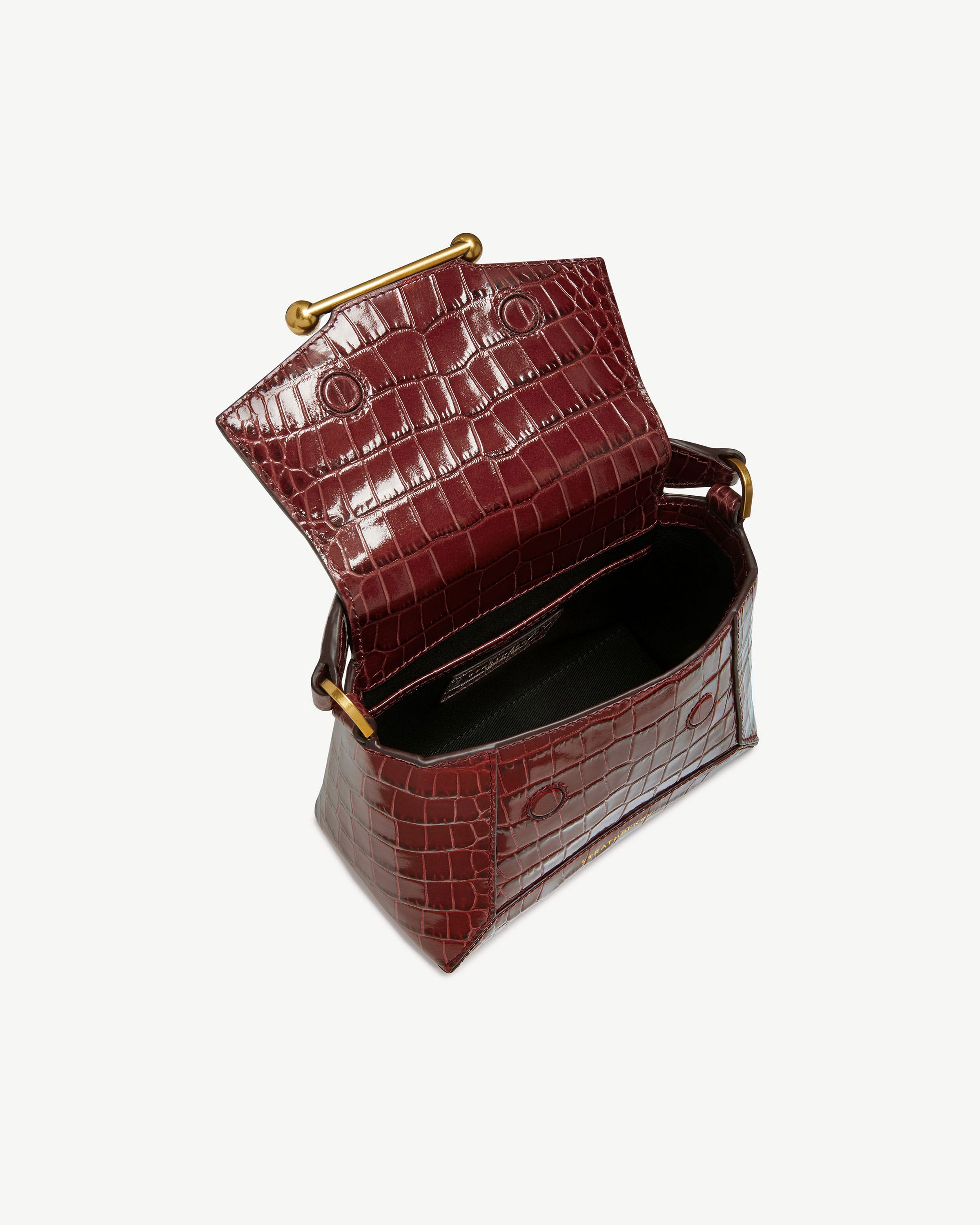 Mosaic Nano - Croc-Embossed Leather Oxblood