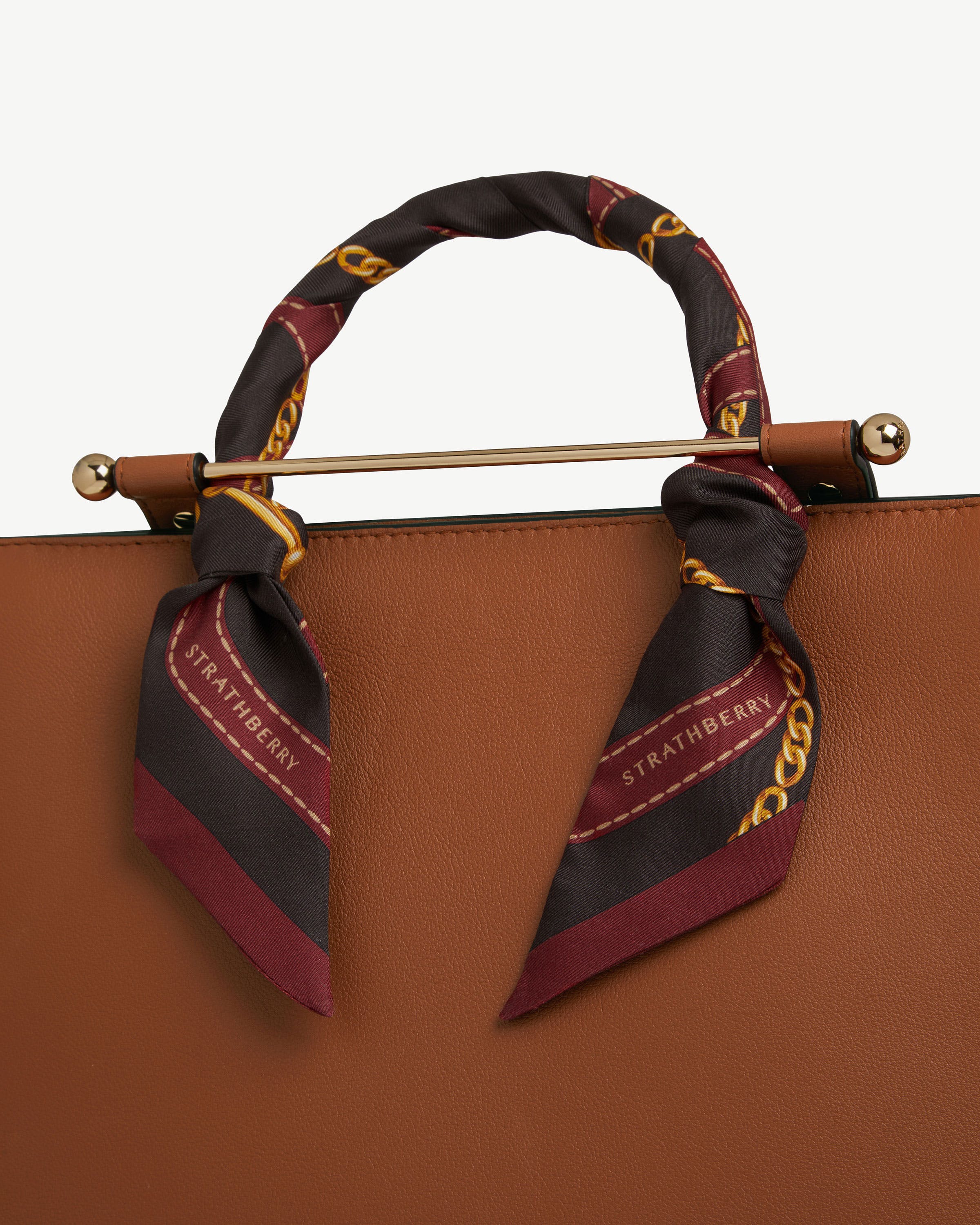 Silk Skinny Scarf - Oxblood/Espresso Belt Print