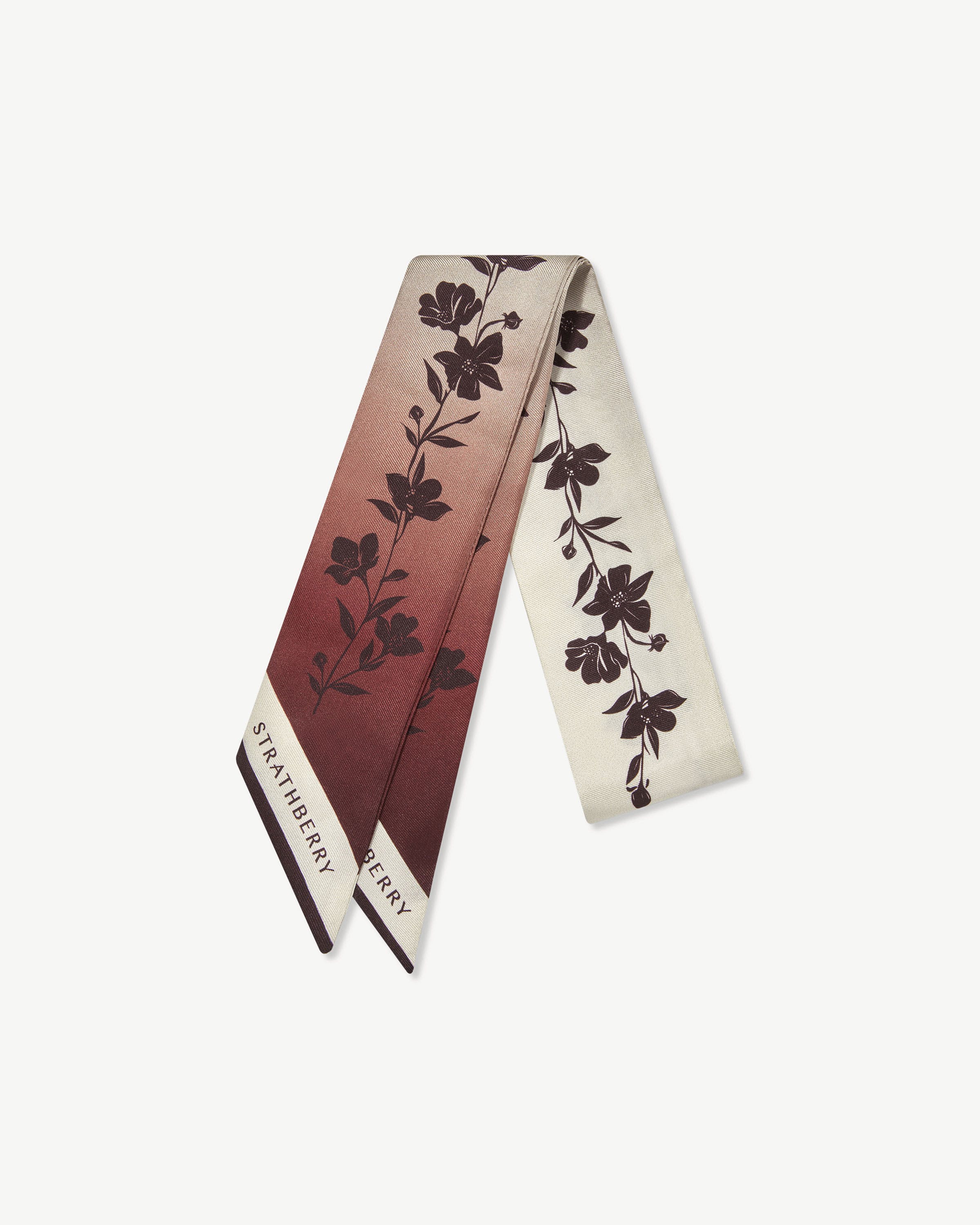 Silk Skinny Scarf - Burgundy Dégradé