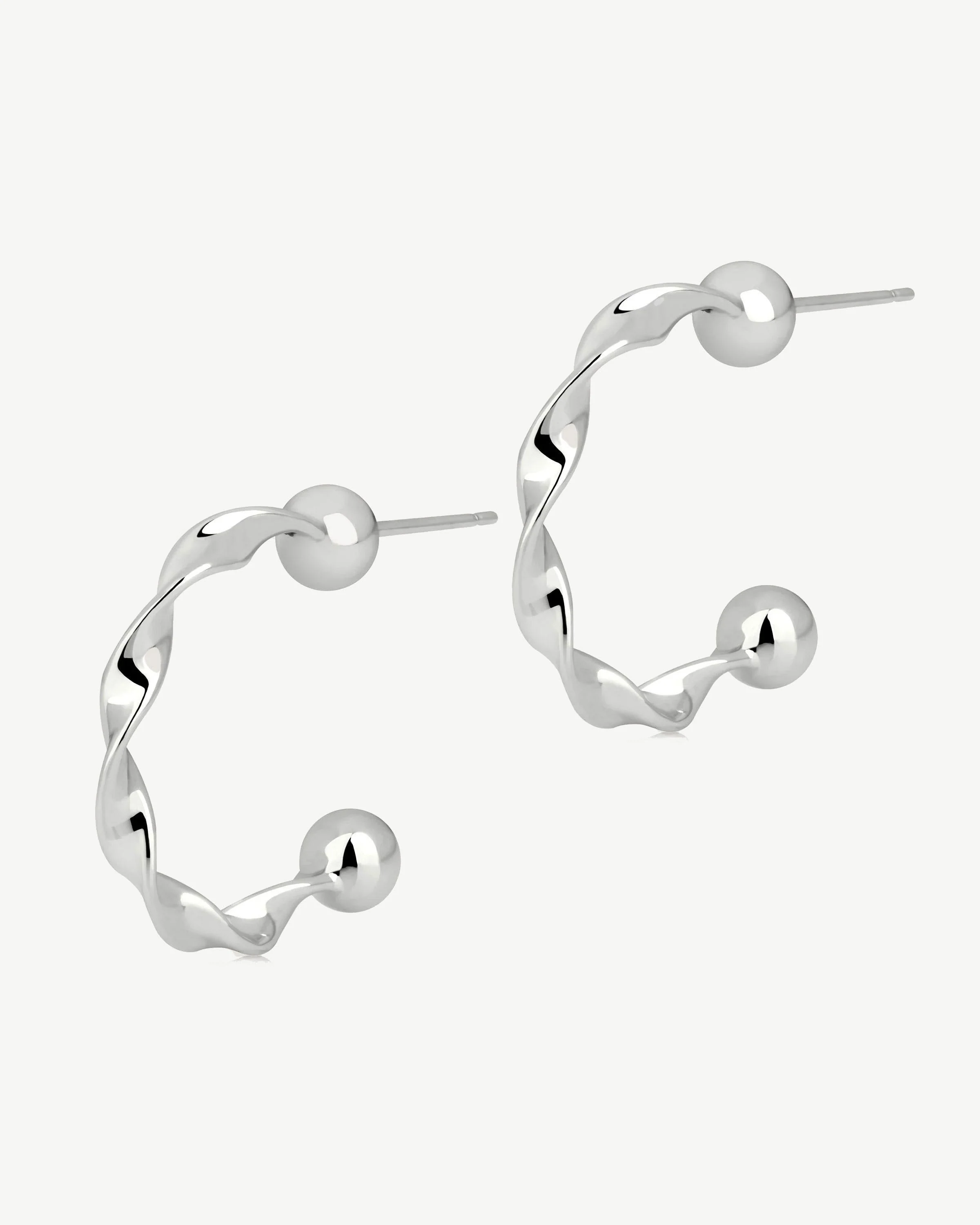 Crescent Twisted Hoop - Sterling Silver