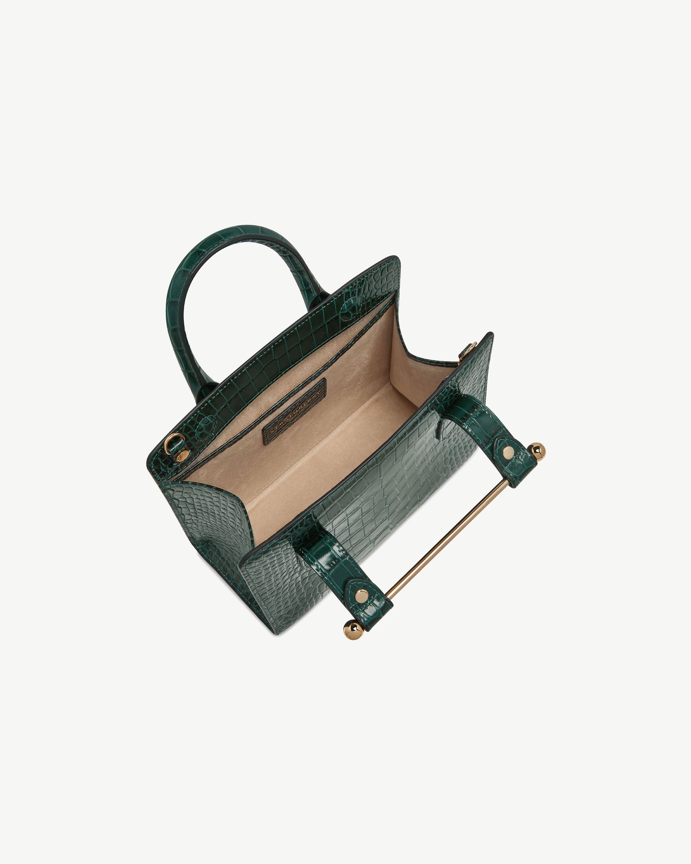 Mini Tote - Croc-Embossed Bottle Green