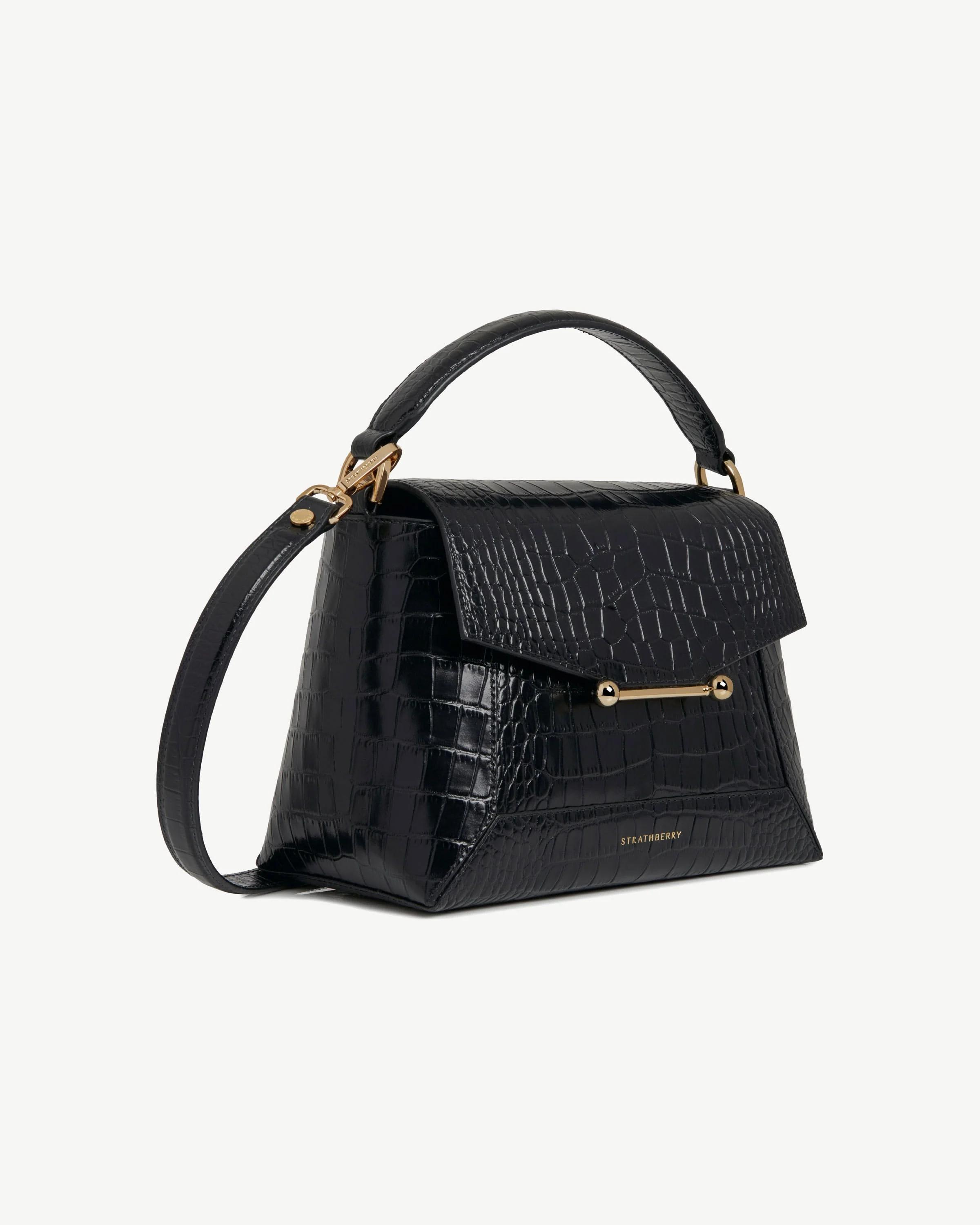 Mosaic Bag - Soft Croc-Embossed Leather Black