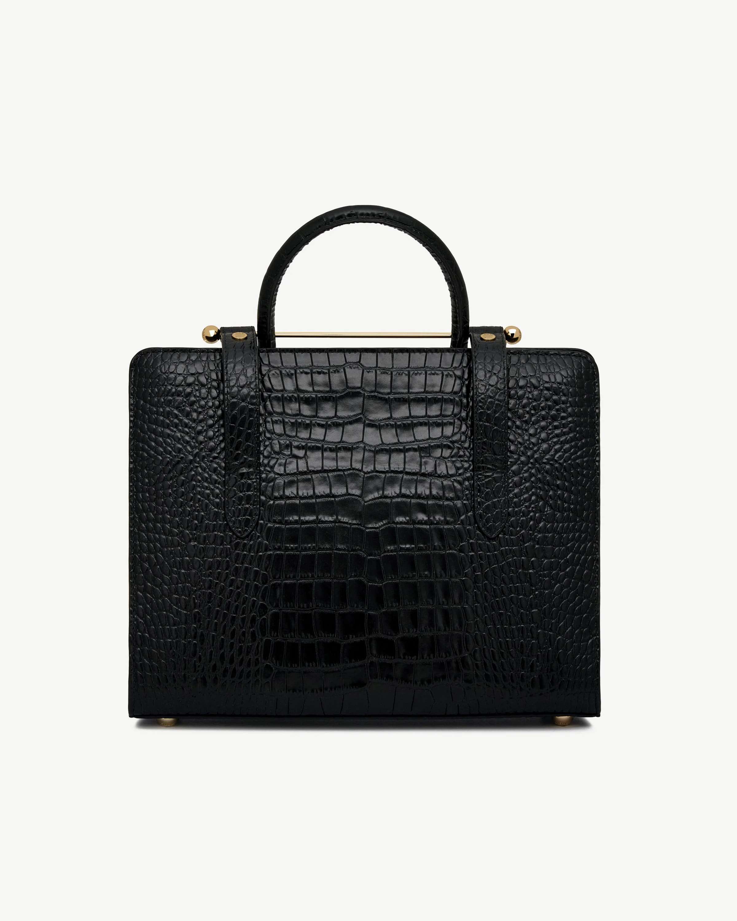 Midi Tote - Croc-Embossed Leather Black