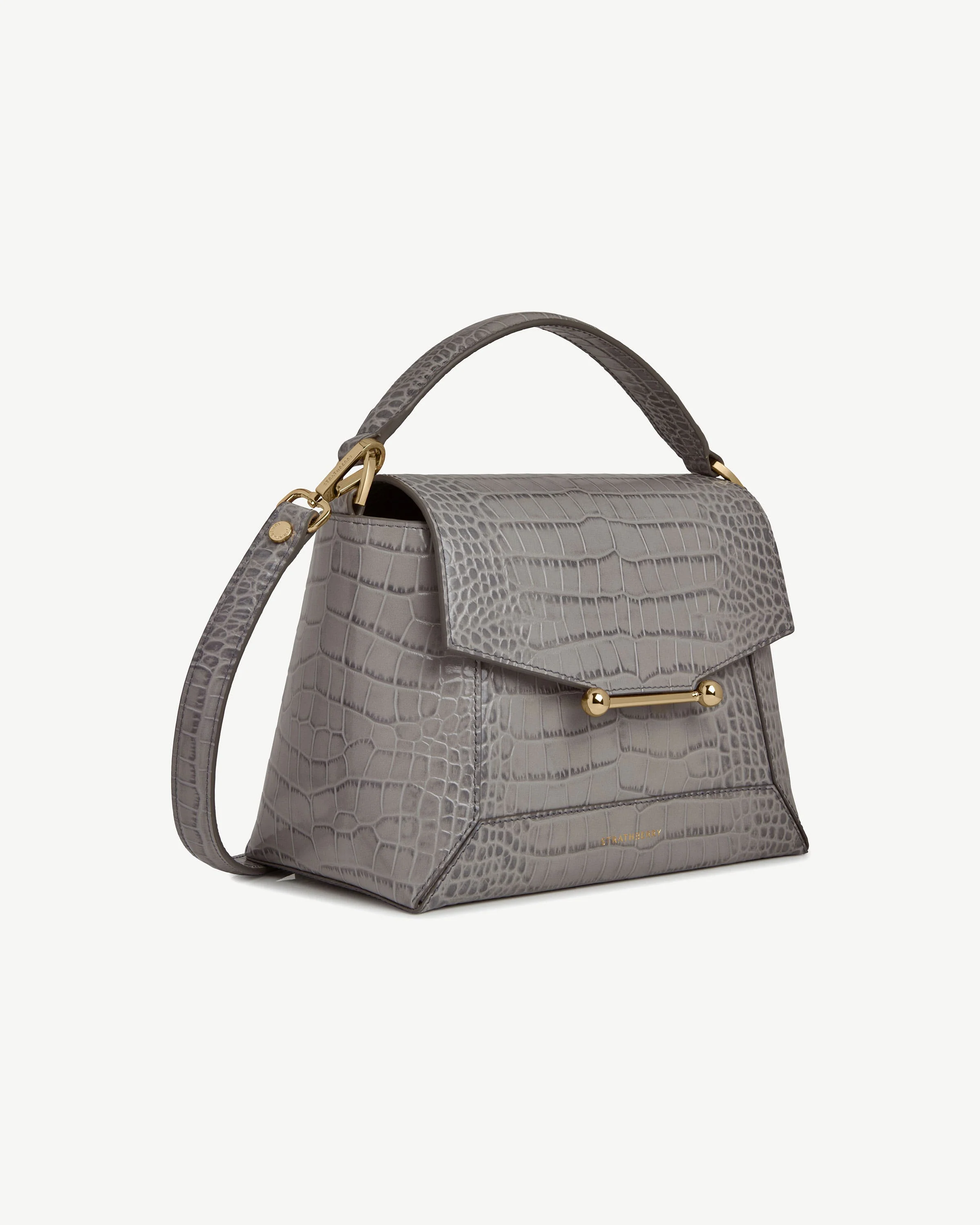 Mosaic Bag - Soft Croc-Embossed Leather Stone Grey