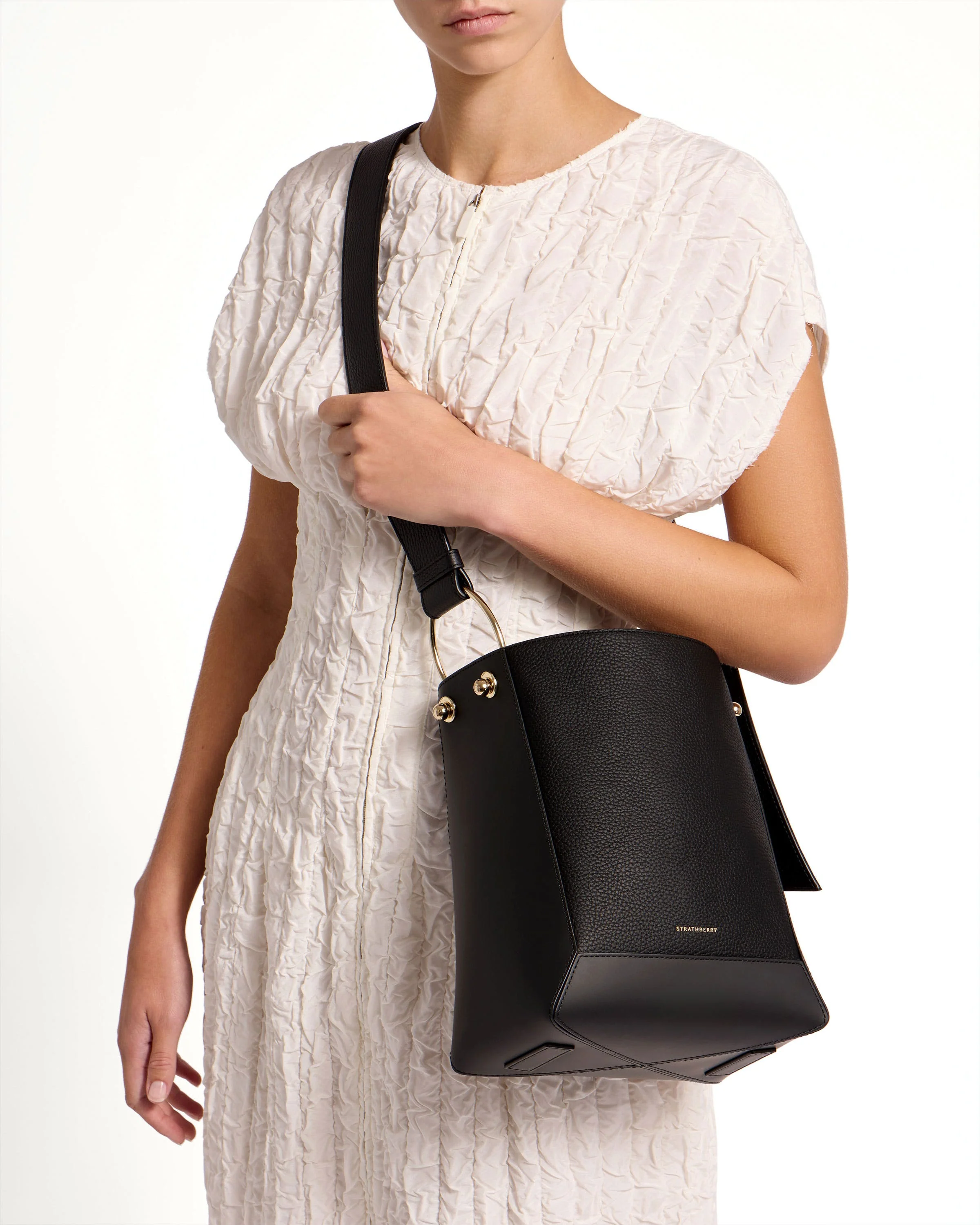 Lana Midi Bucket Bag - Black