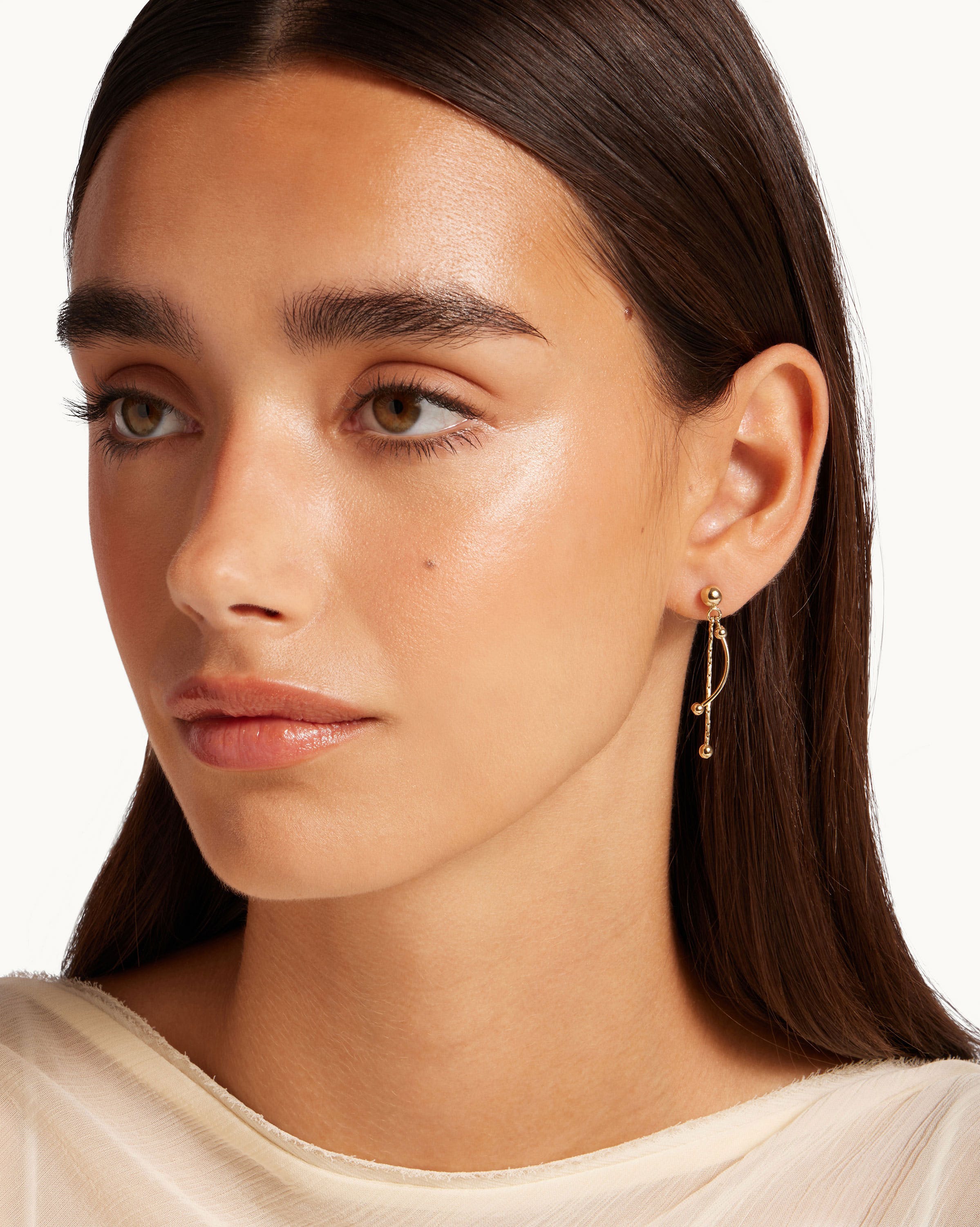 Crescent Drop Earrings - 22 Carat Gold Gilded