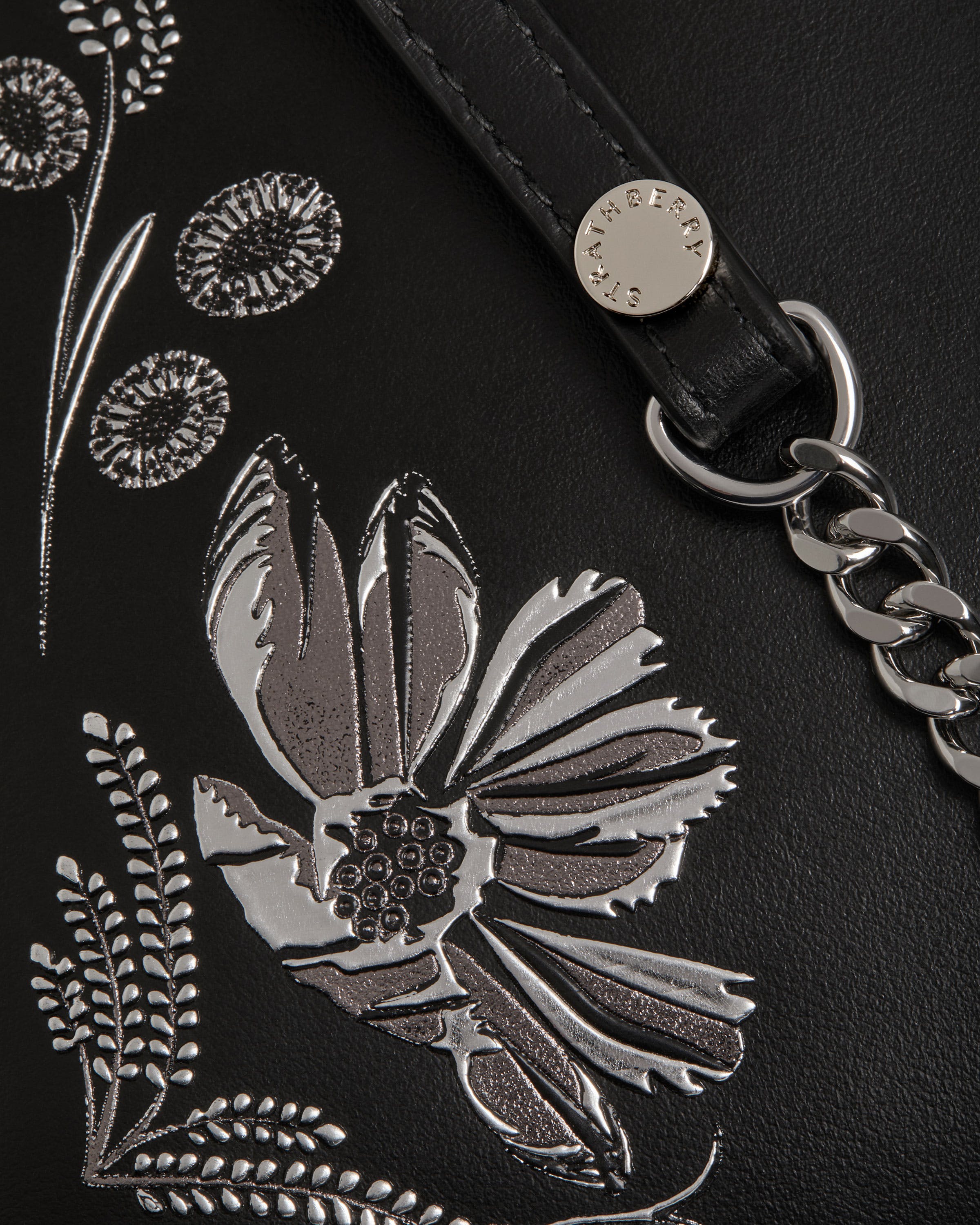 Mini Tote - Cinq a Sept Black Polished Leather Print