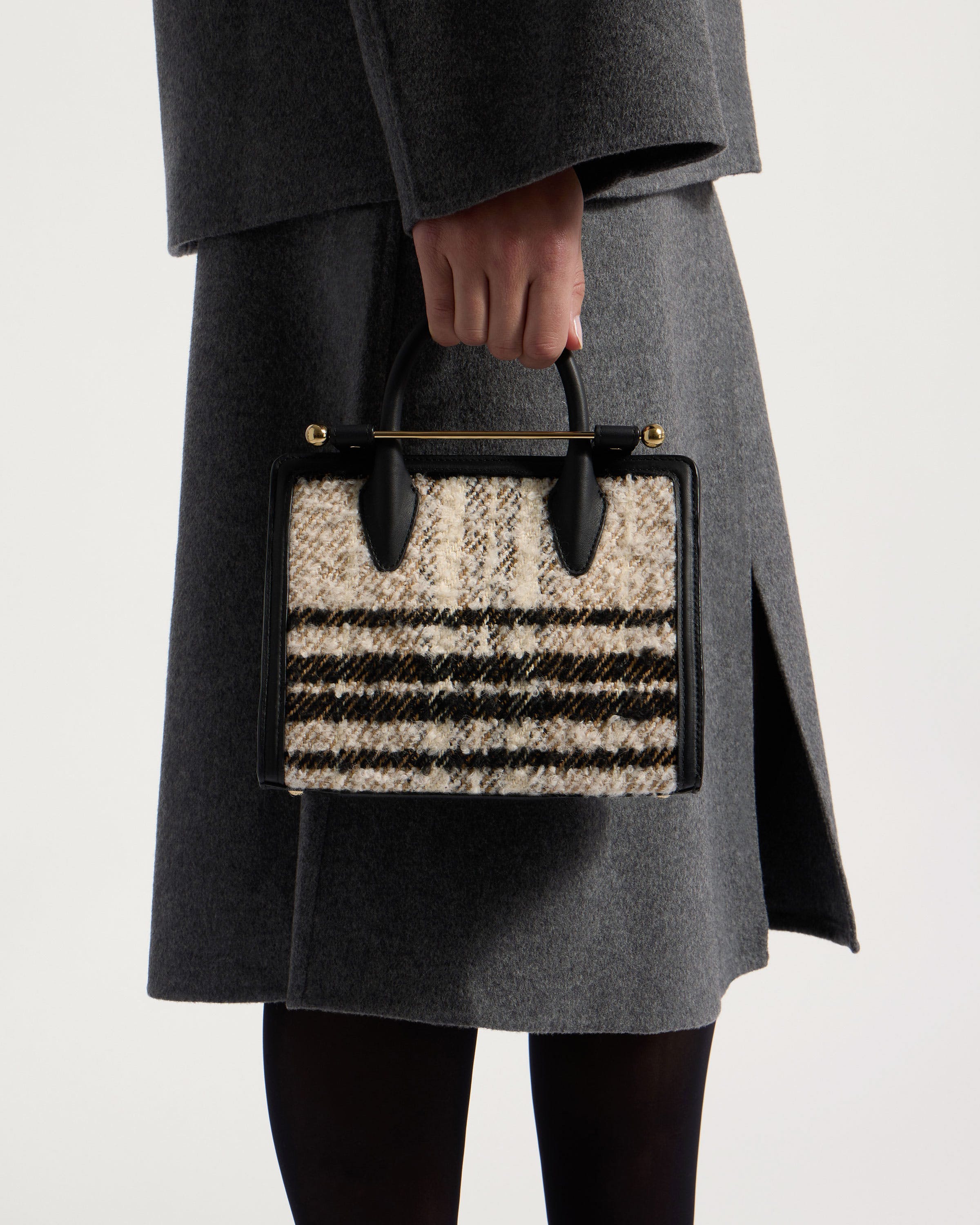 Mini Tote - Black Bouclé Tartan