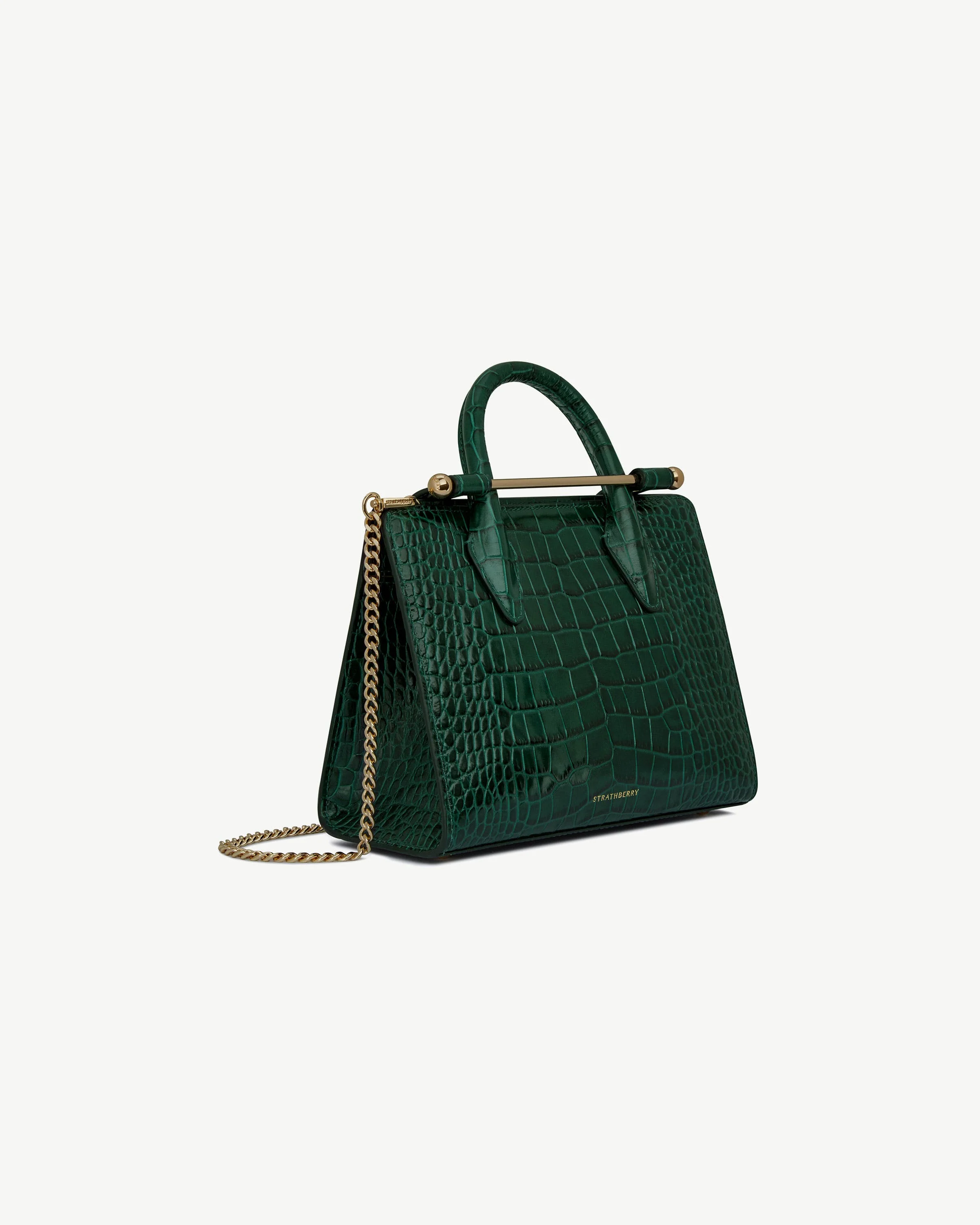 Mini Tote - Croc-Embossed Bottle Green