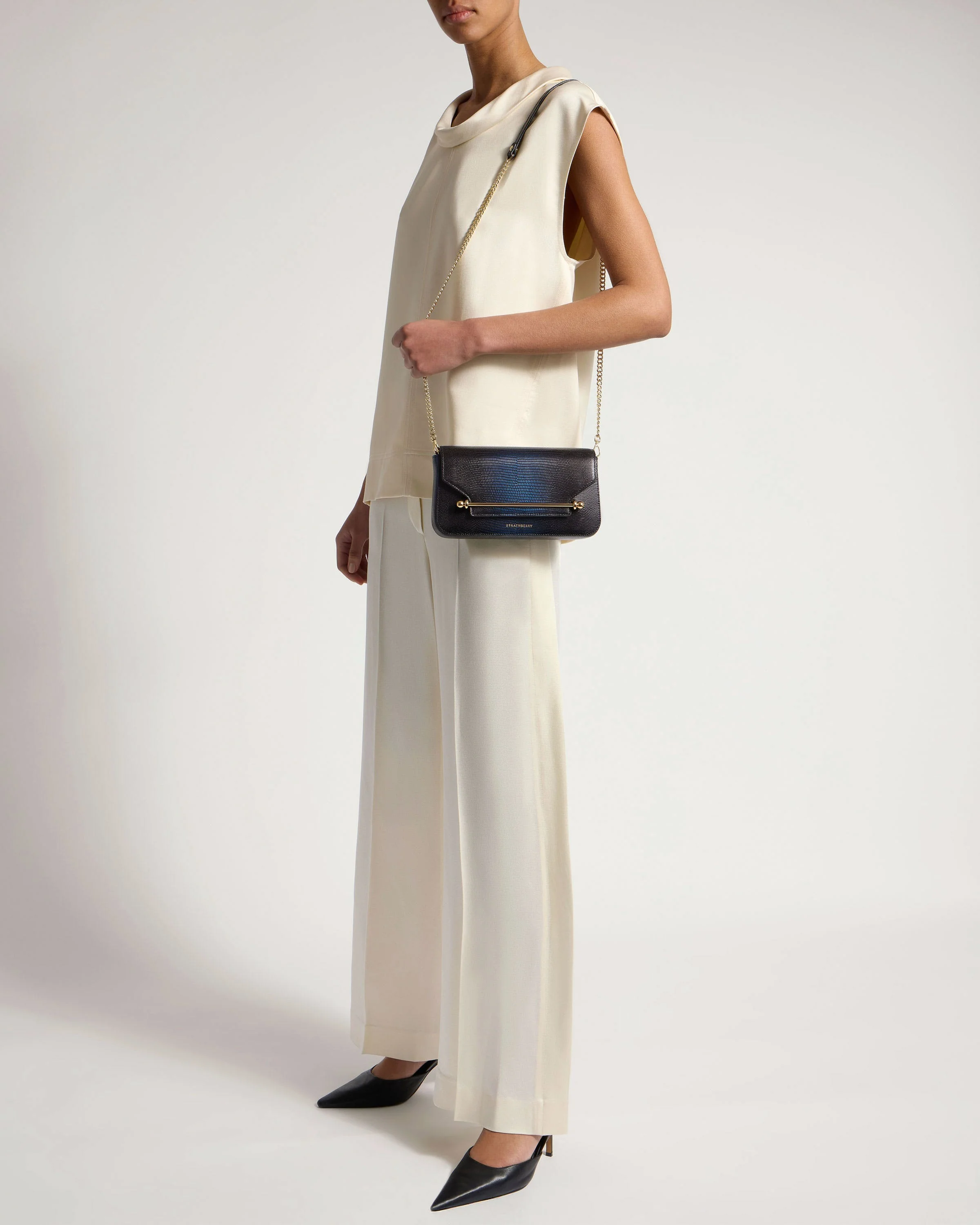 East/West Omni - Lizard-Embossed Leather Blue Ombré