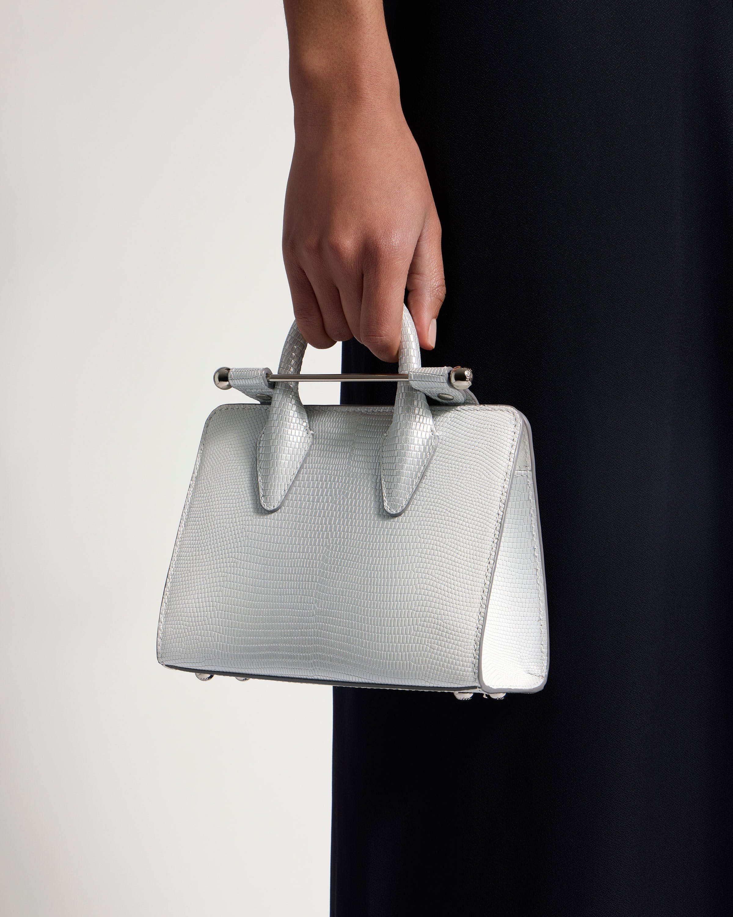 Nano Tote - Lizard-Embossed Leather Silver Ombré