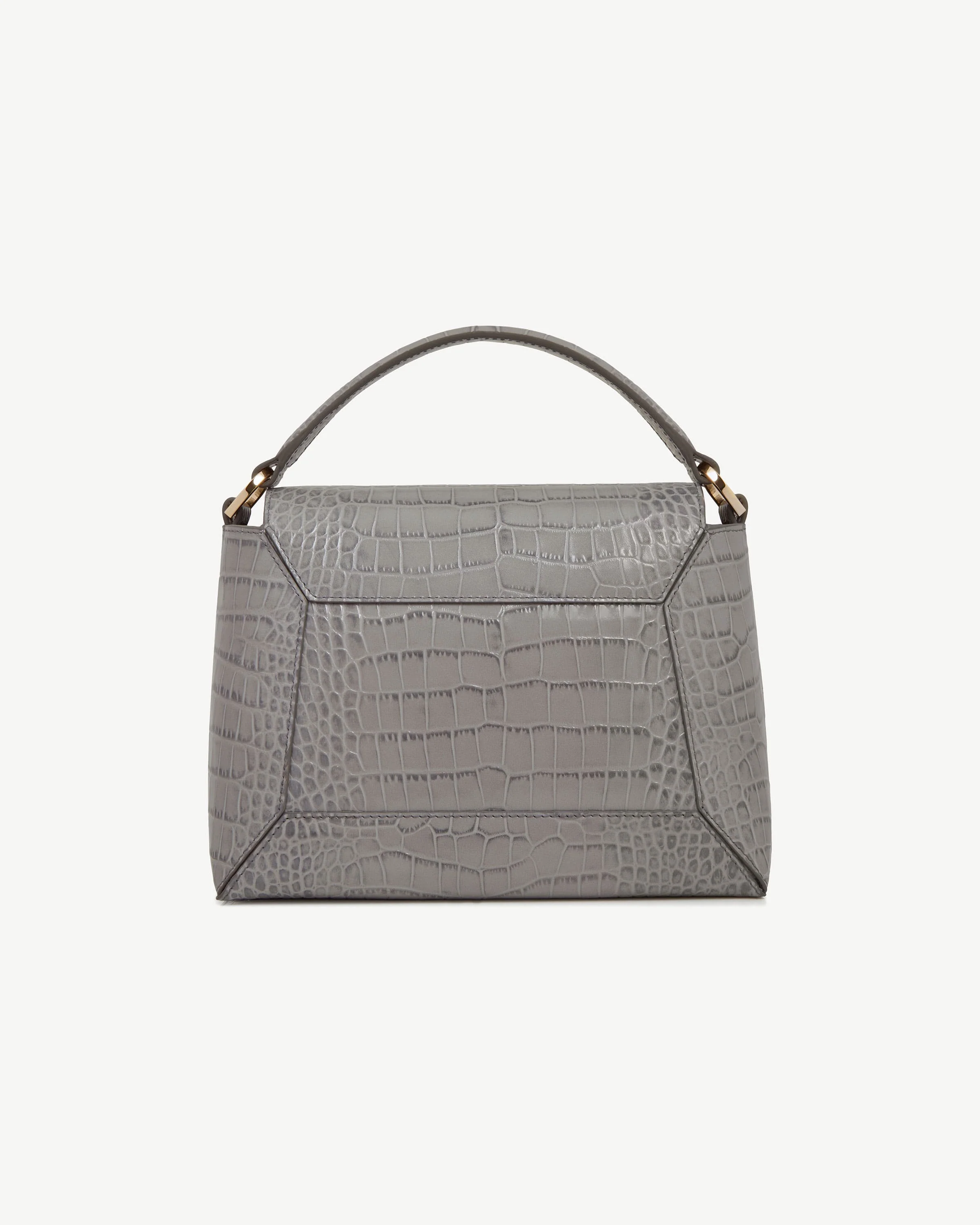 Mosaic Bag - Soft Croc-Embossed Leather Stone Grey