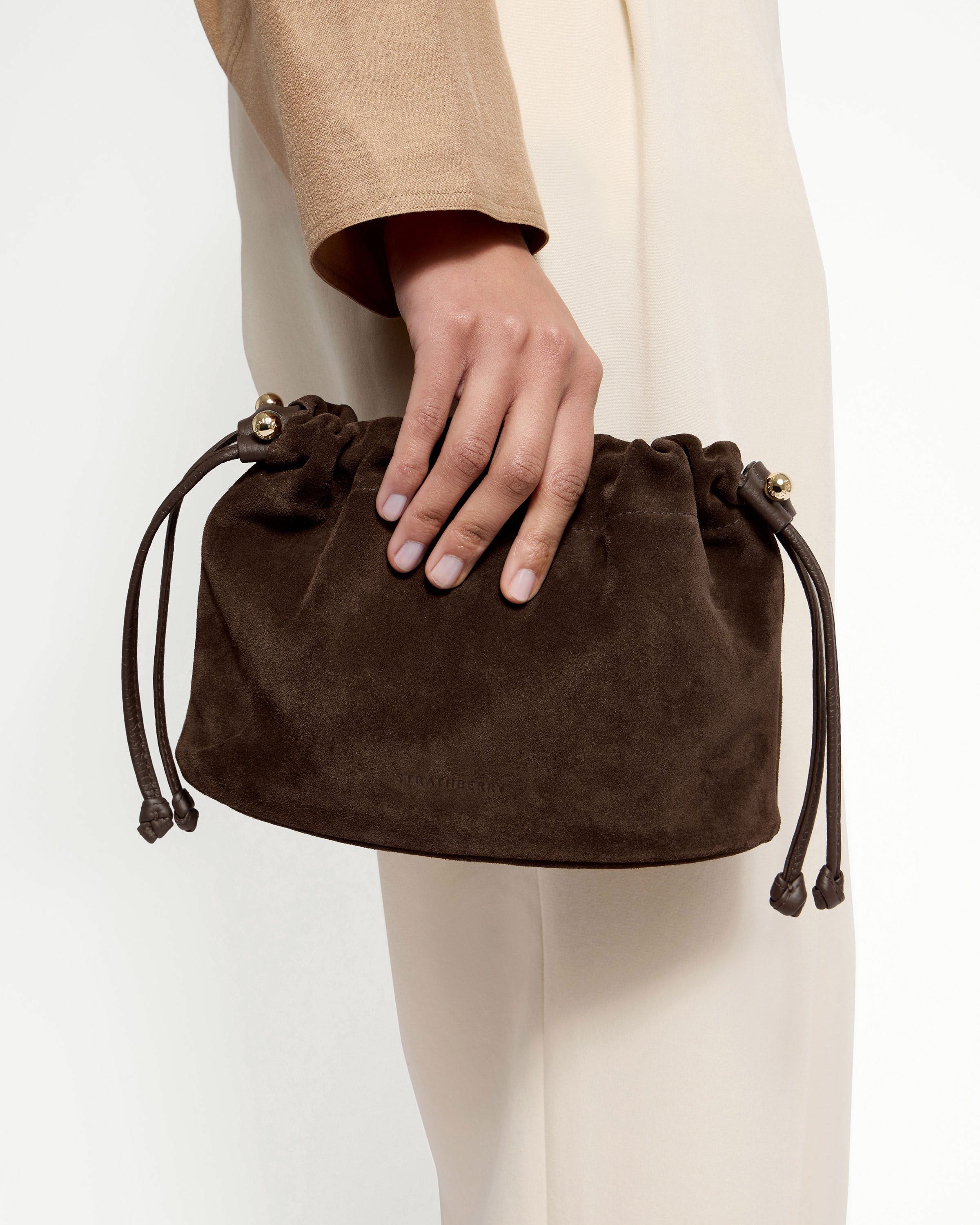 Charlotte Drawstring - Chocolate Suede