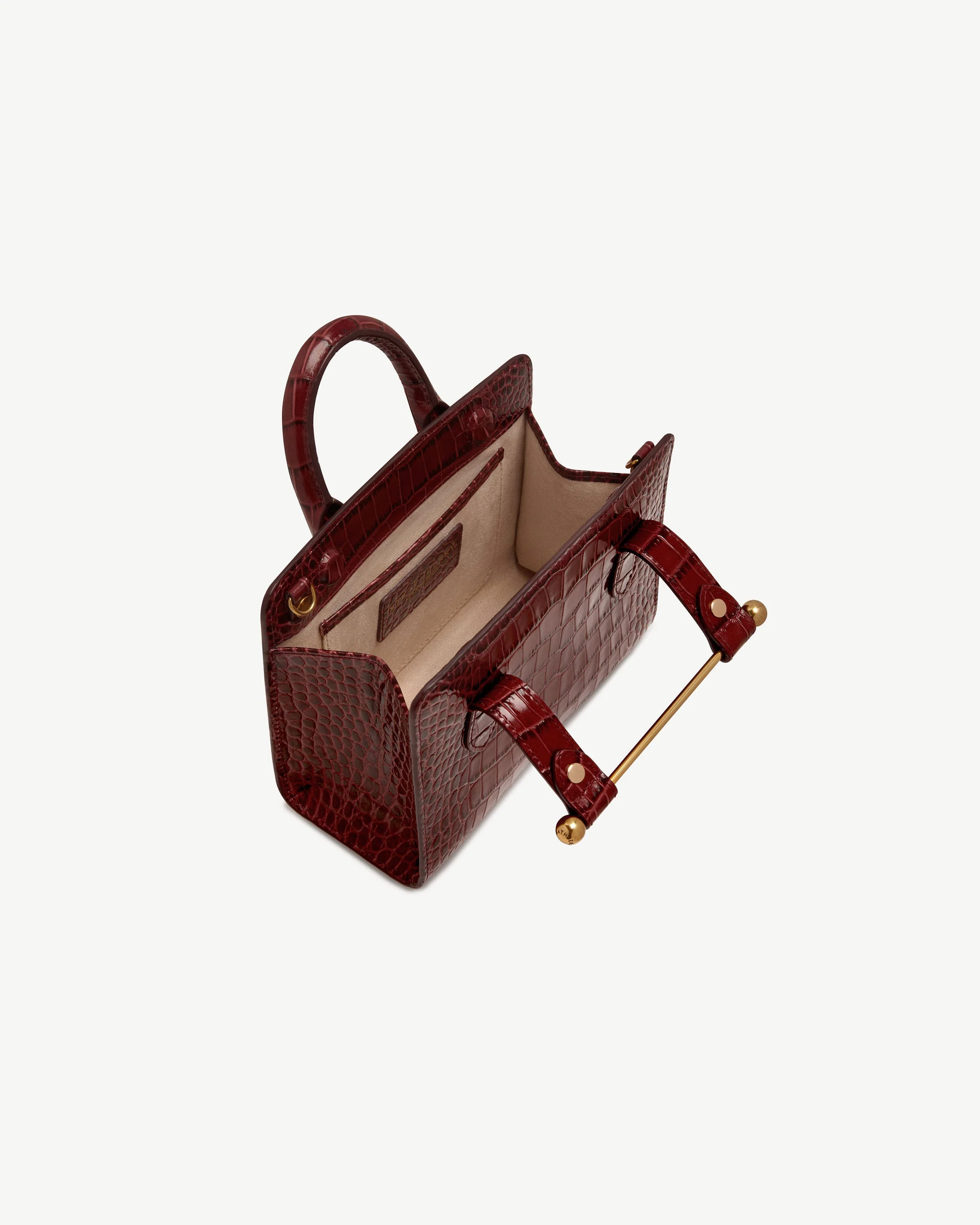 Nano Tote - Croc-Embossed Leather Oxblood