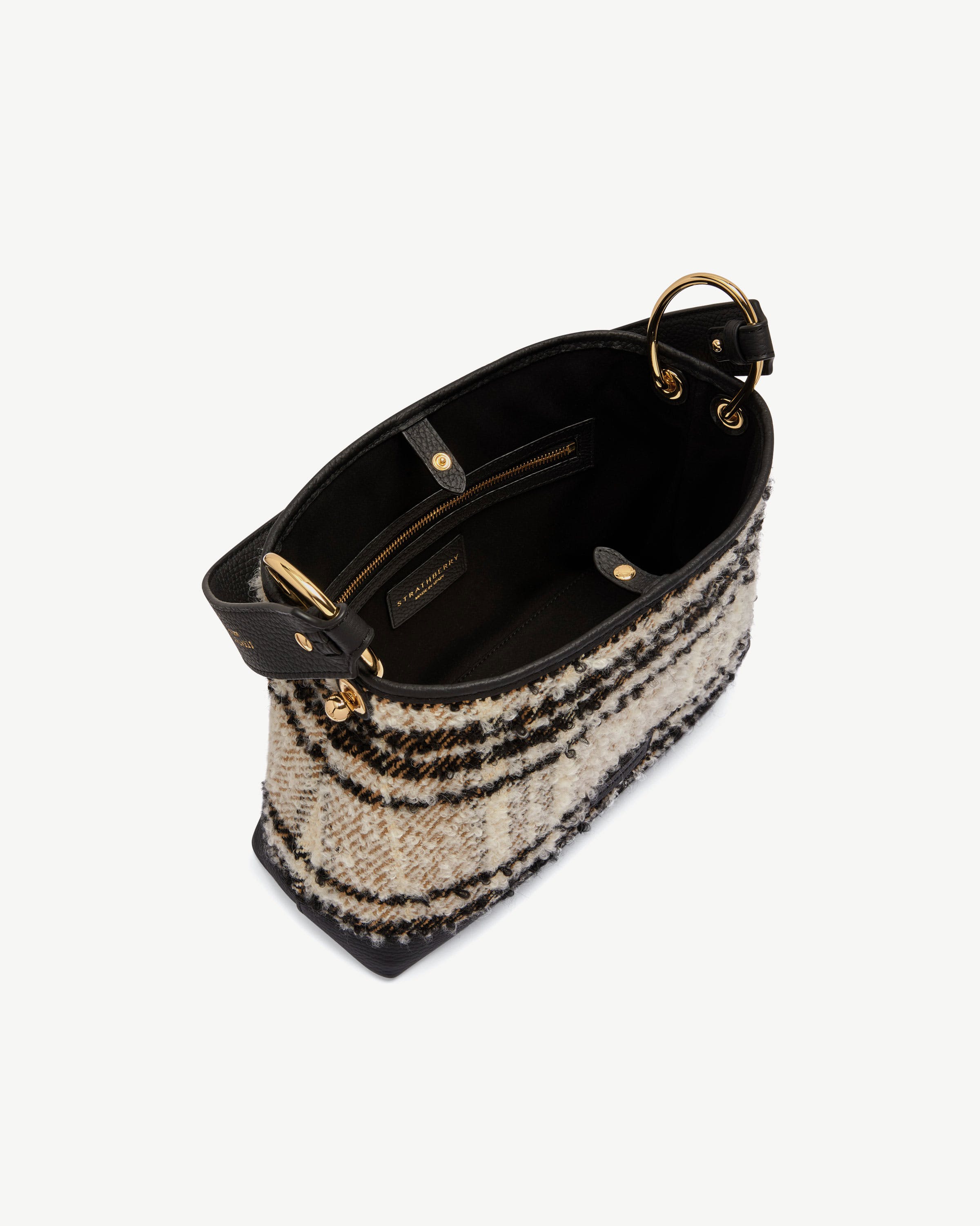 Lana Hobo - Black Bouclé Tartan