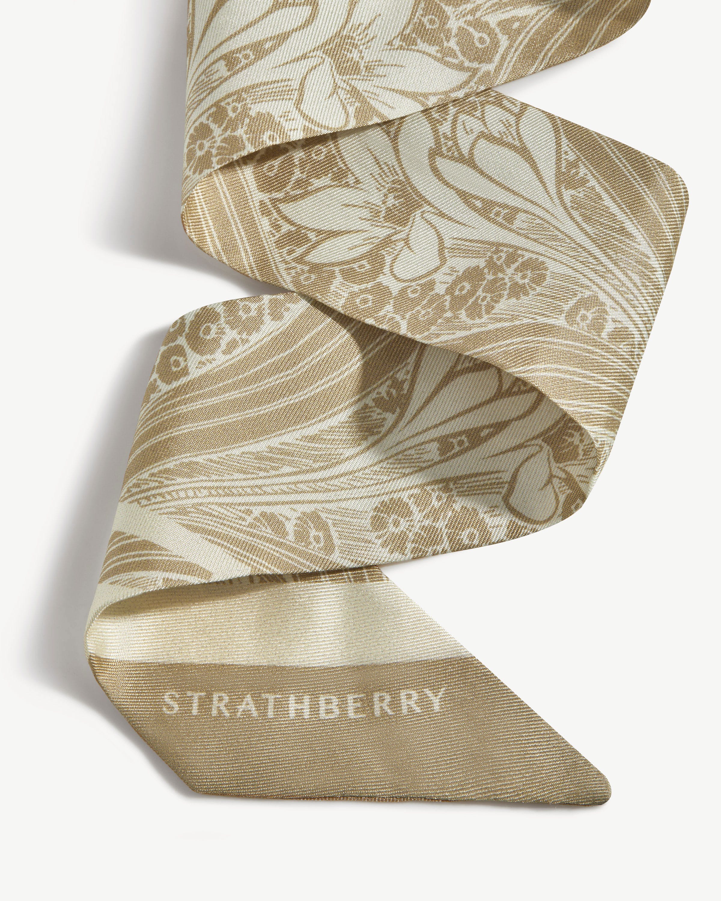 Silk Skinny Scarf - Sand Wallpaper Print