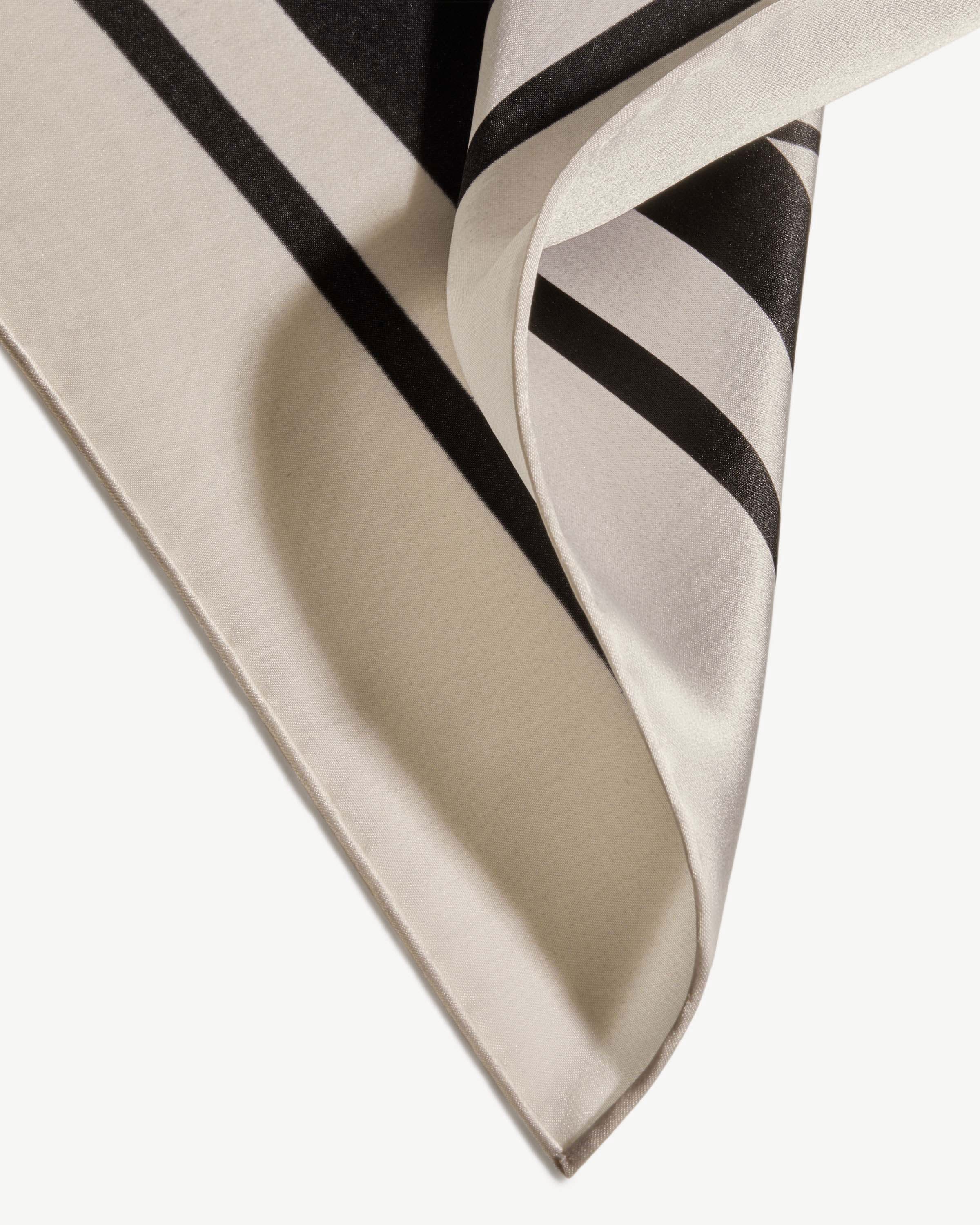 Silk Square Scarf - Black/Vanilla Dogstooth Print