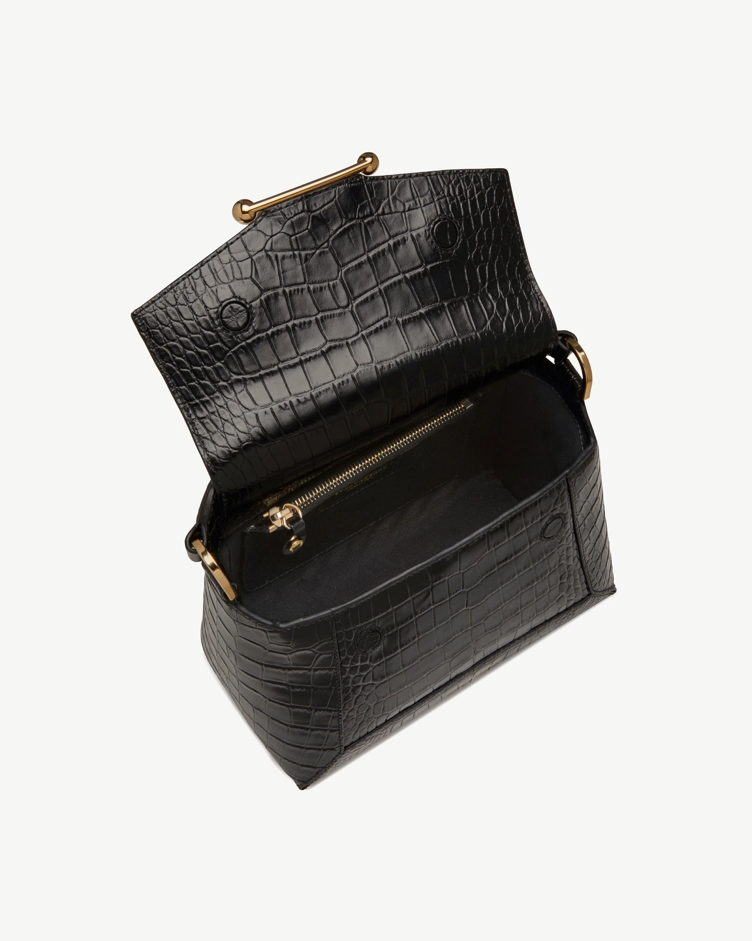 Mosaic Bag - Soft Croc-Embossed Leather Black