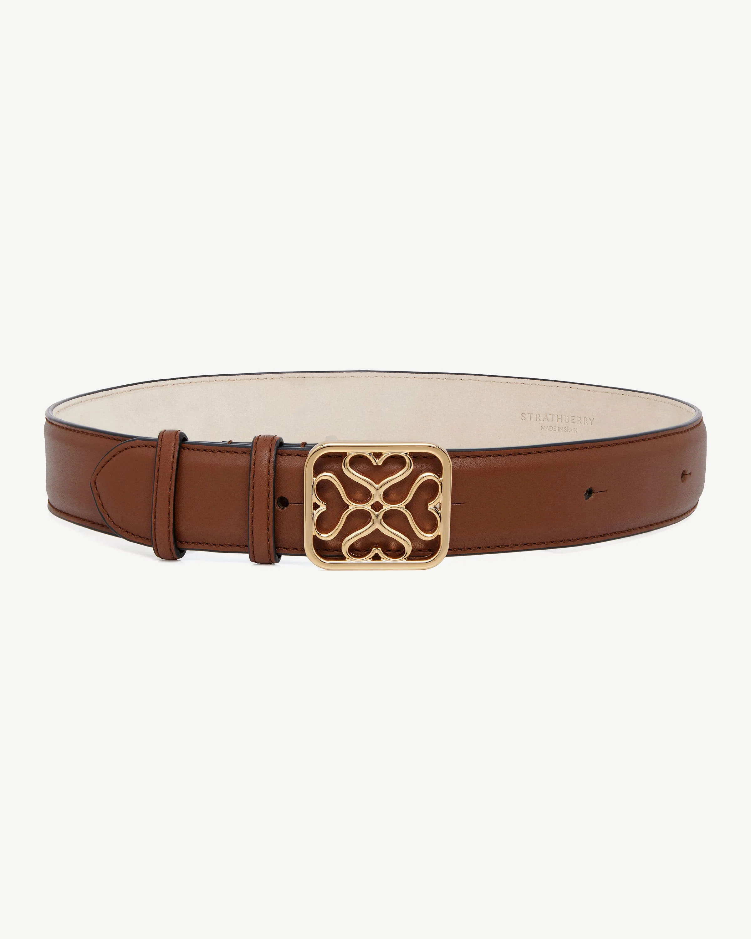 Strathberry Monogram Wide Buckle Belt - Tan