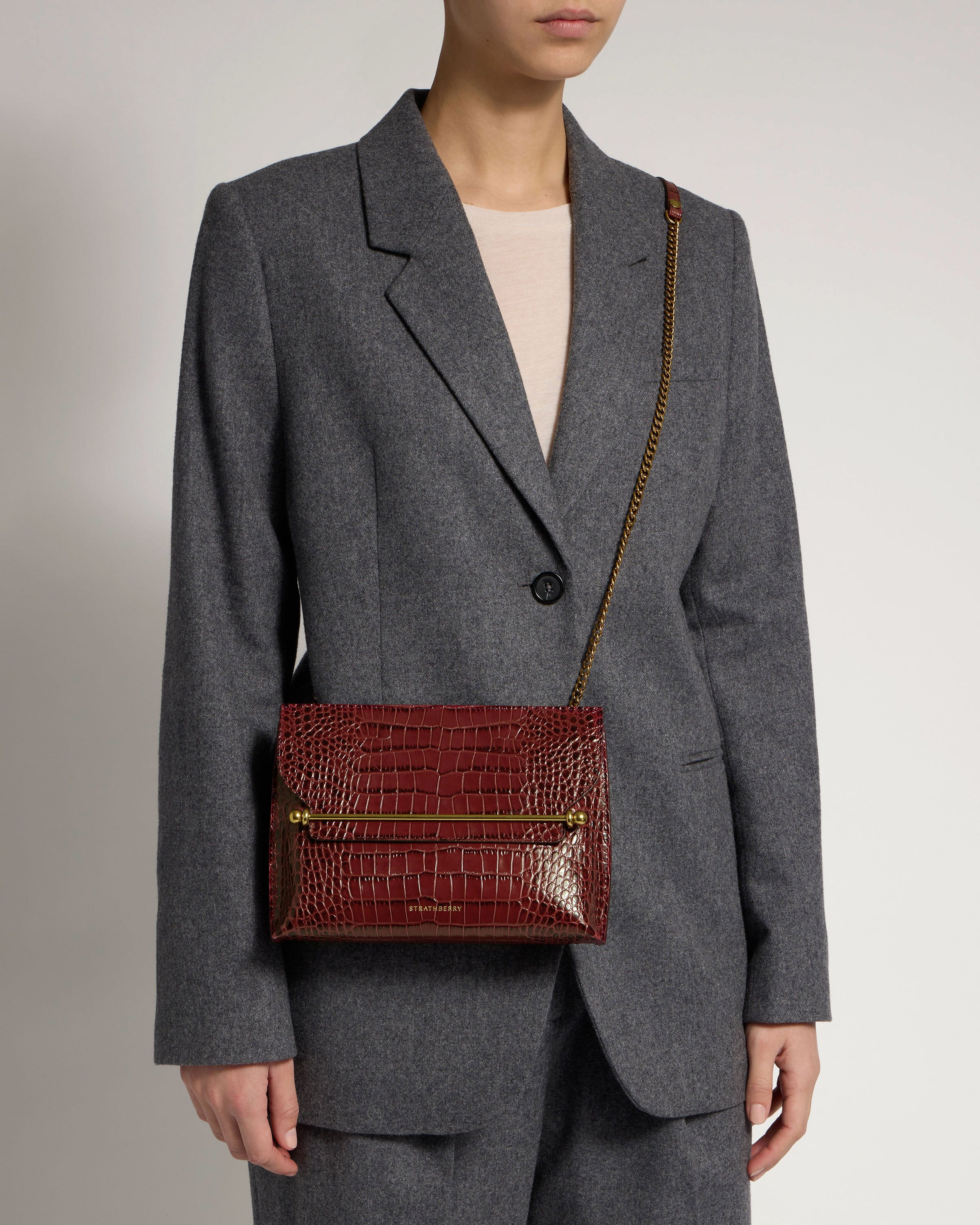 Stylist - Croc-Embossed Leather Oxblood