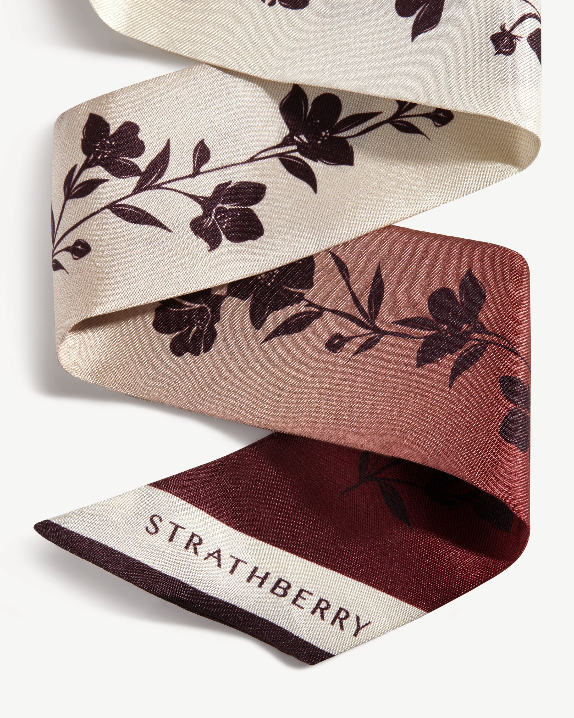 Silk Skinny Scarf - Burgundy Dégradé
