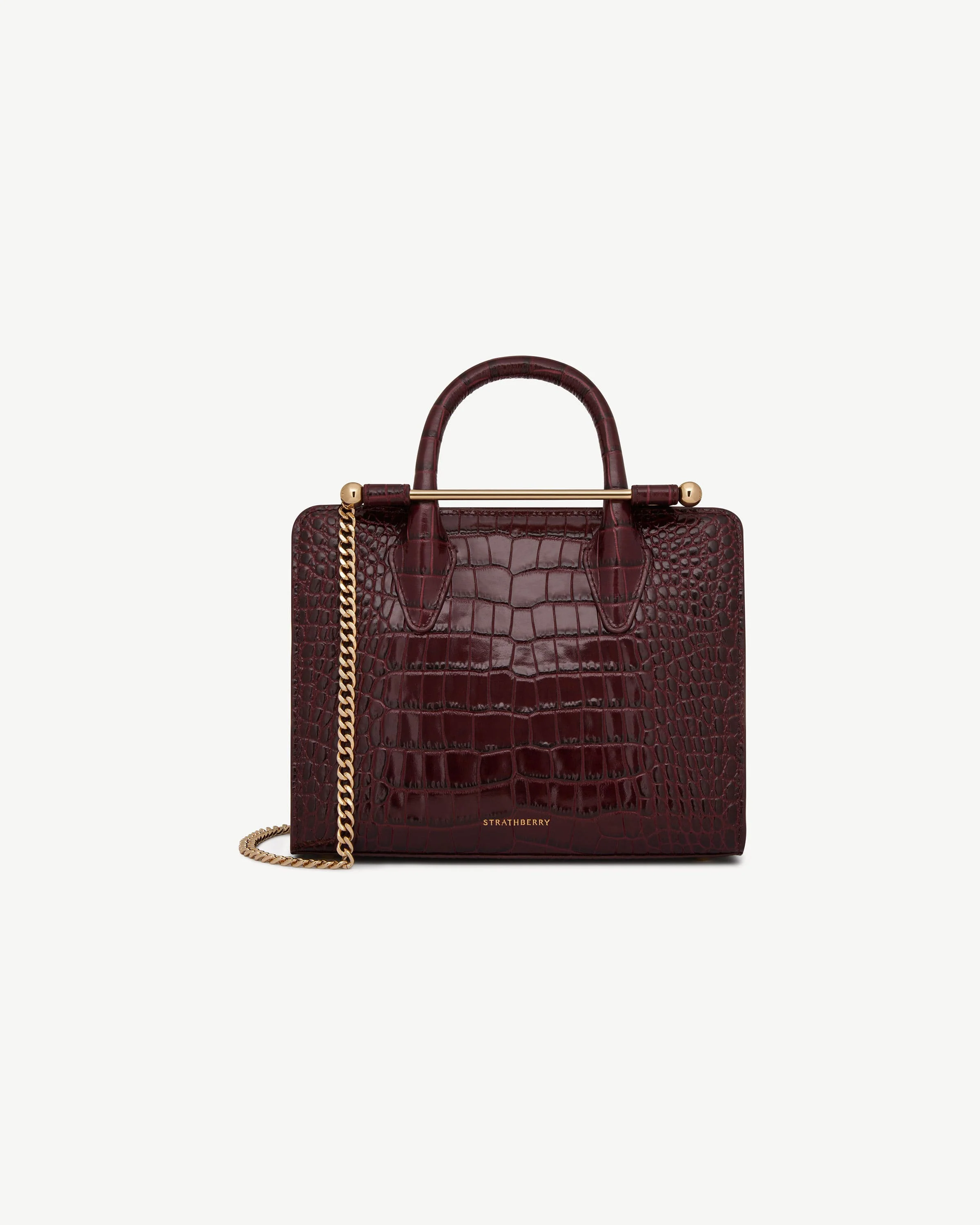 Mini Tote - Croc-Embossed Burgundy