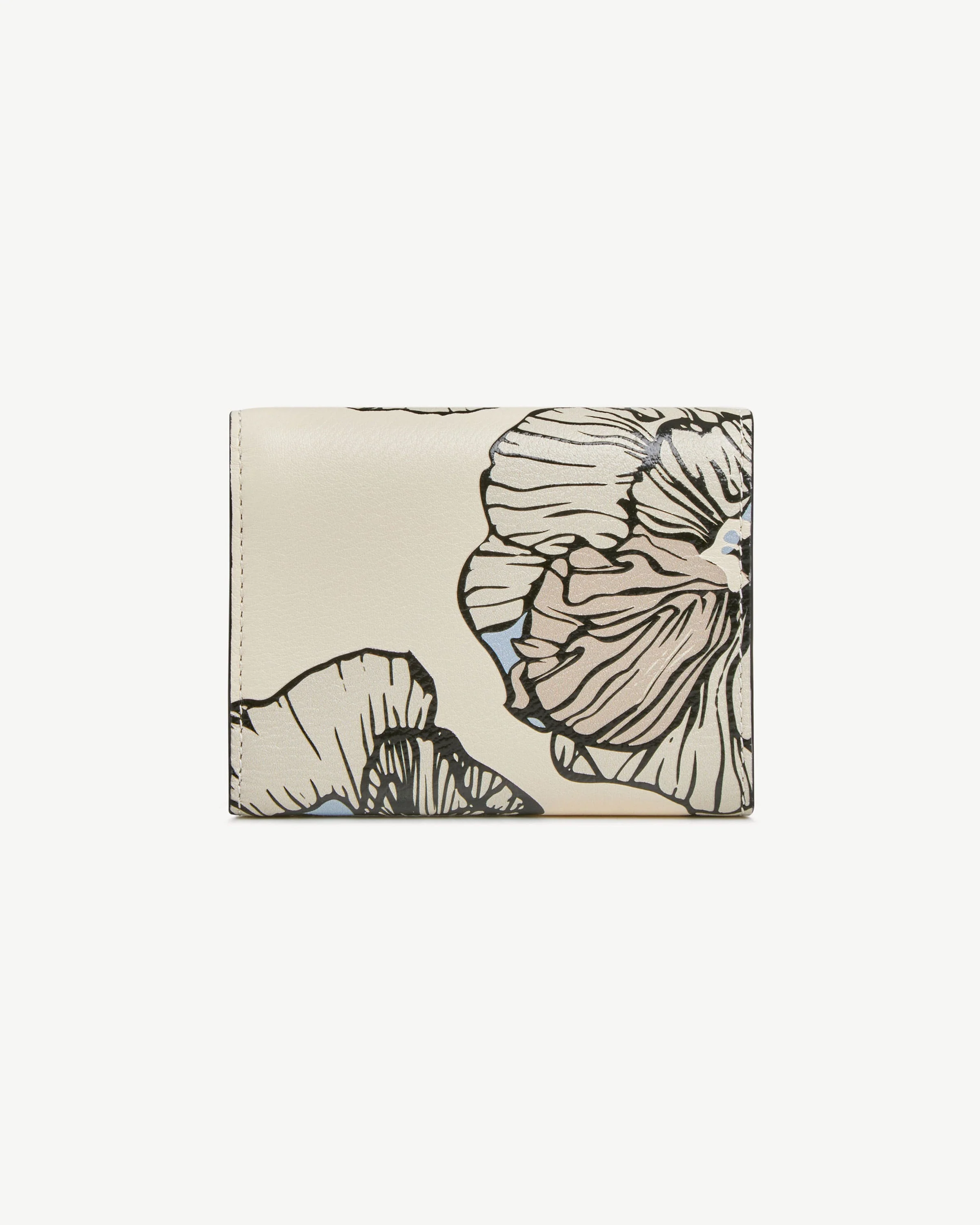 Mosaic Trifold Wallet - Floral Print Vanilla/Dusky Blue