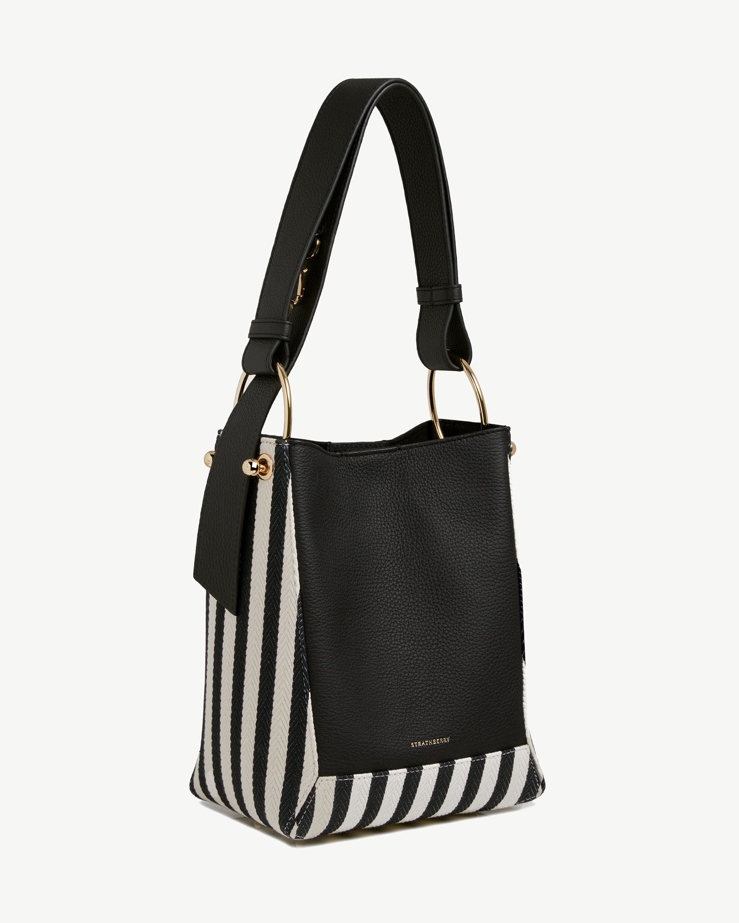 Lana Midi Bucket Bag - Striped Canvas