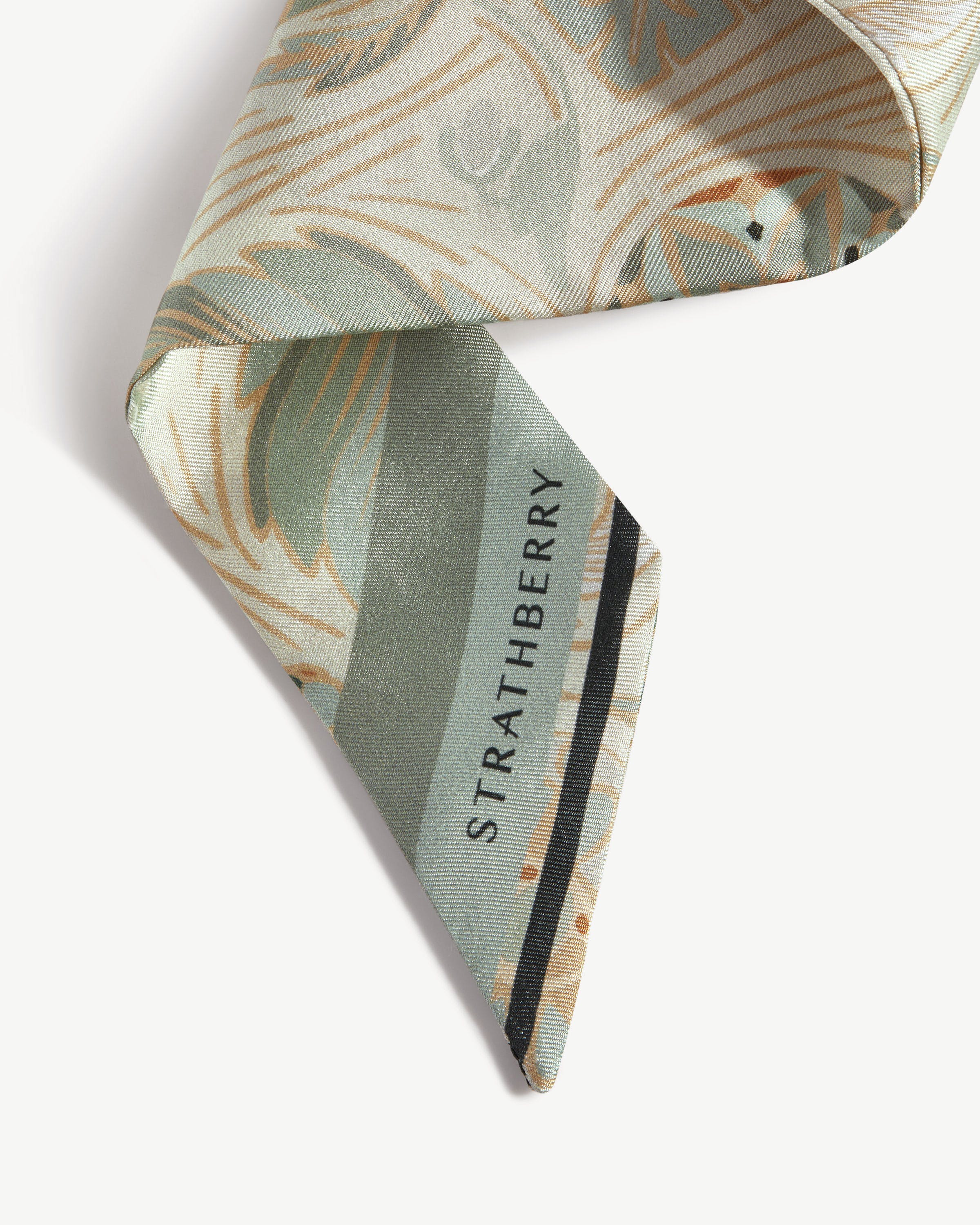 Silk Skinny Scarf - Vanilla/Sage Arcade Print