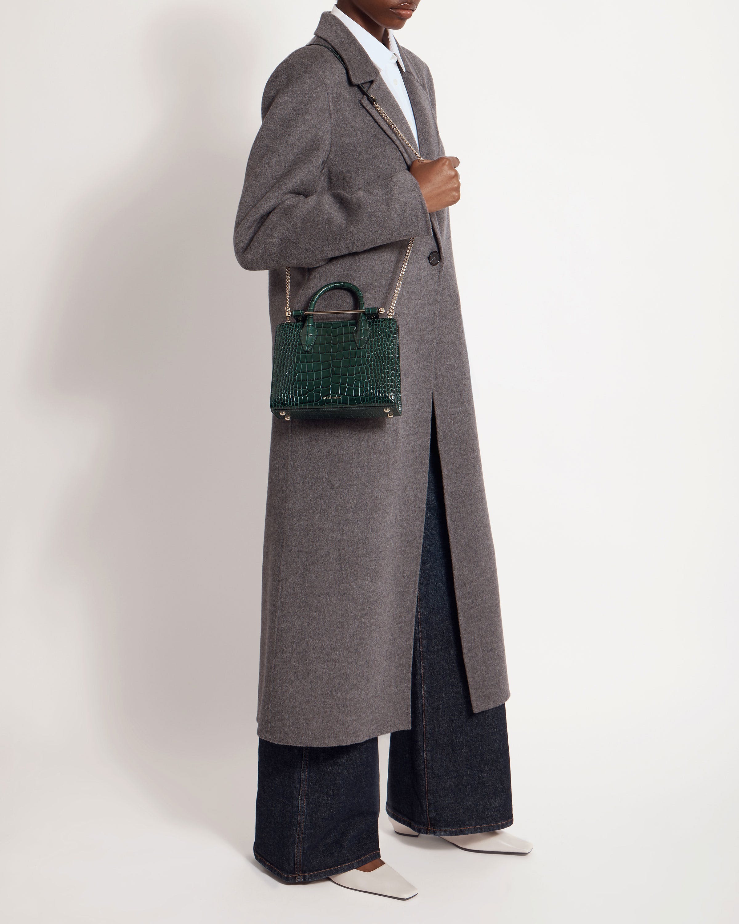 Mini Tote - Croc-Embossed Bottle Green