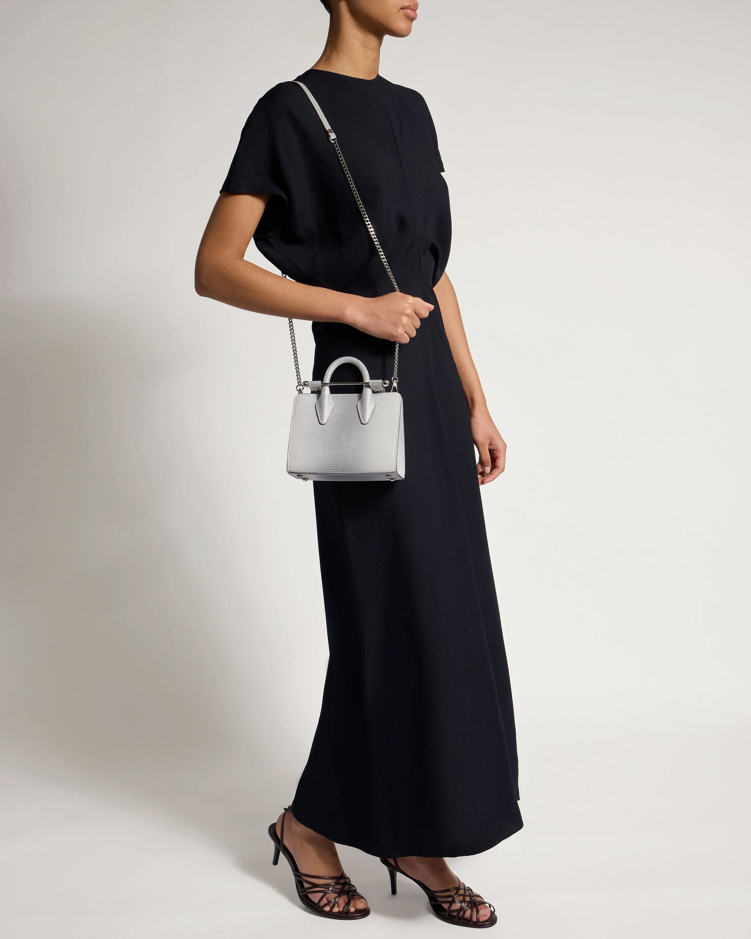 Nano Tote - Lizard-Embossed Leather Silver Ombré